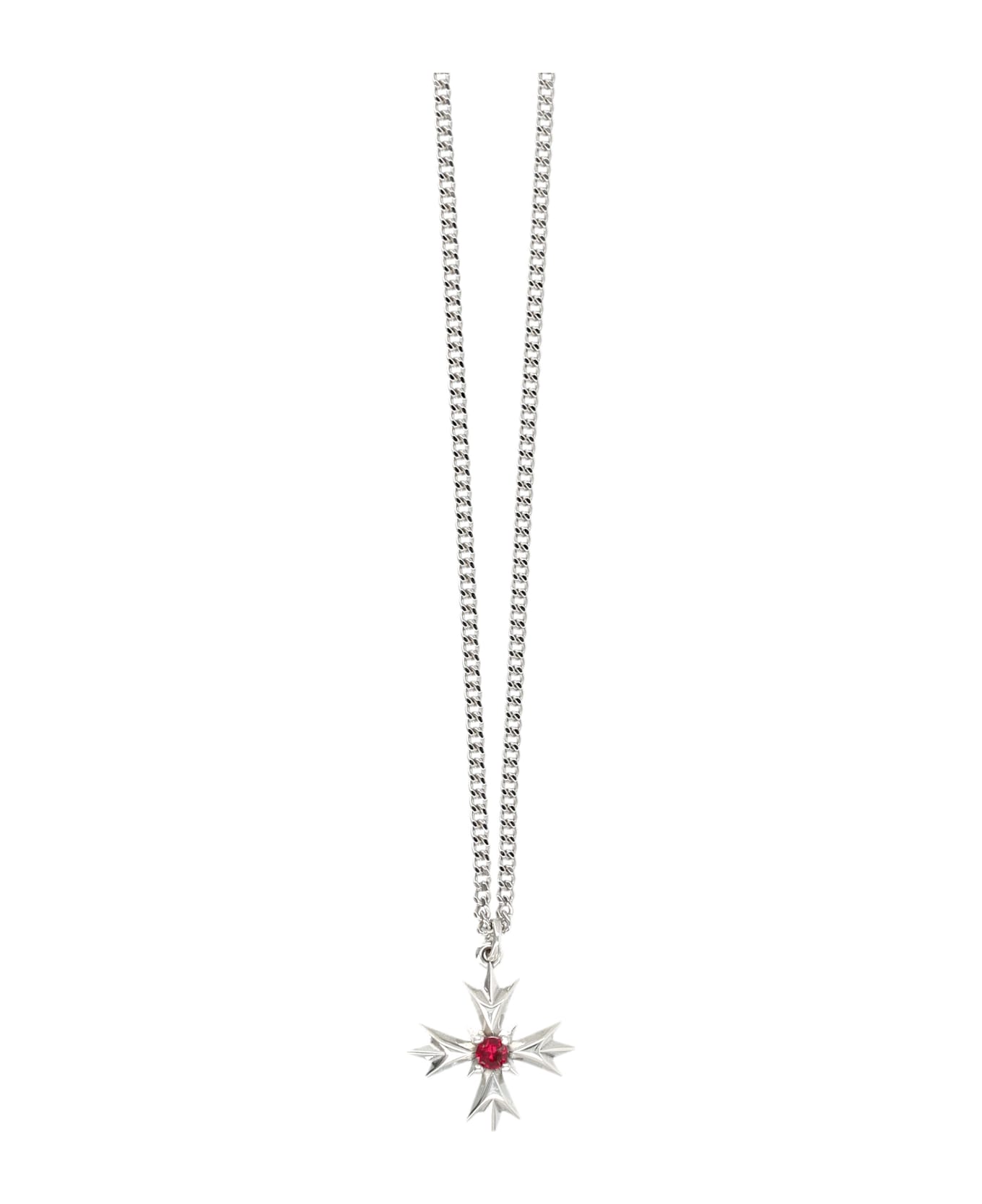 Emanuele Bicocchi Crest And Crystal Necklace - SILVER