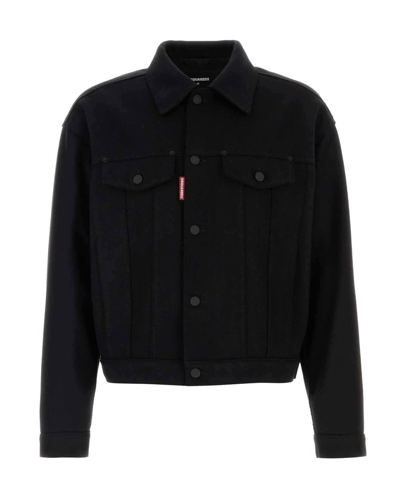 Dsquared2 Black Wool Blend Wool Jean Jacket - BLACK
