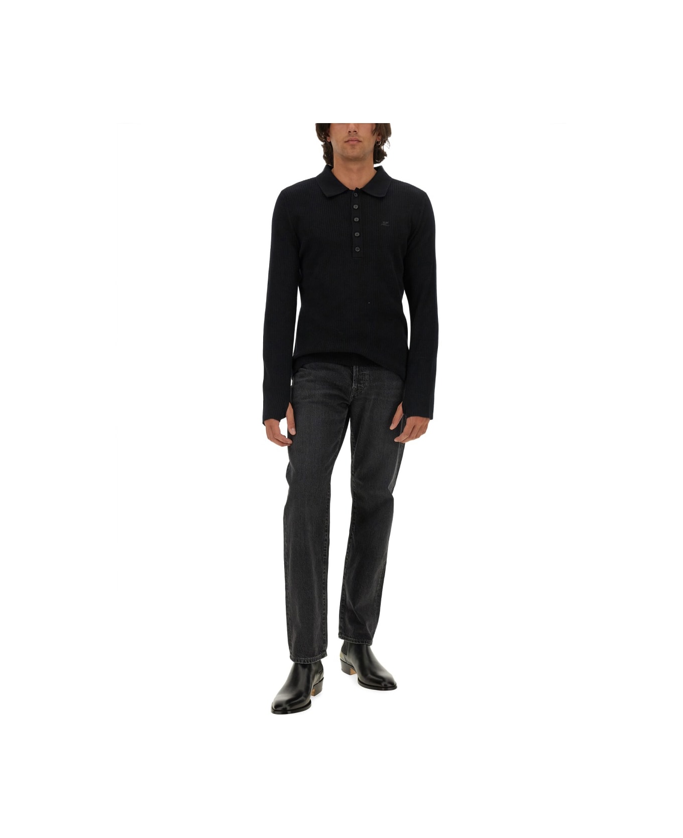 Courrèges Polo With Logo - BLACK