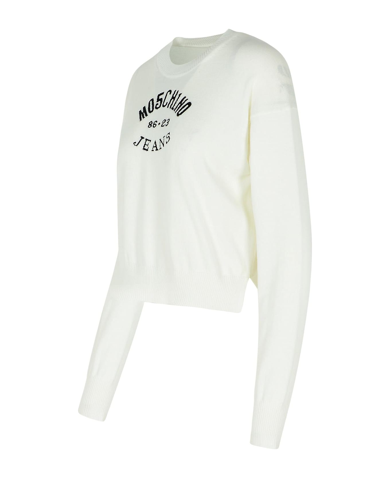 M05CH1N0 Jeans White Cotton Sweater - White
