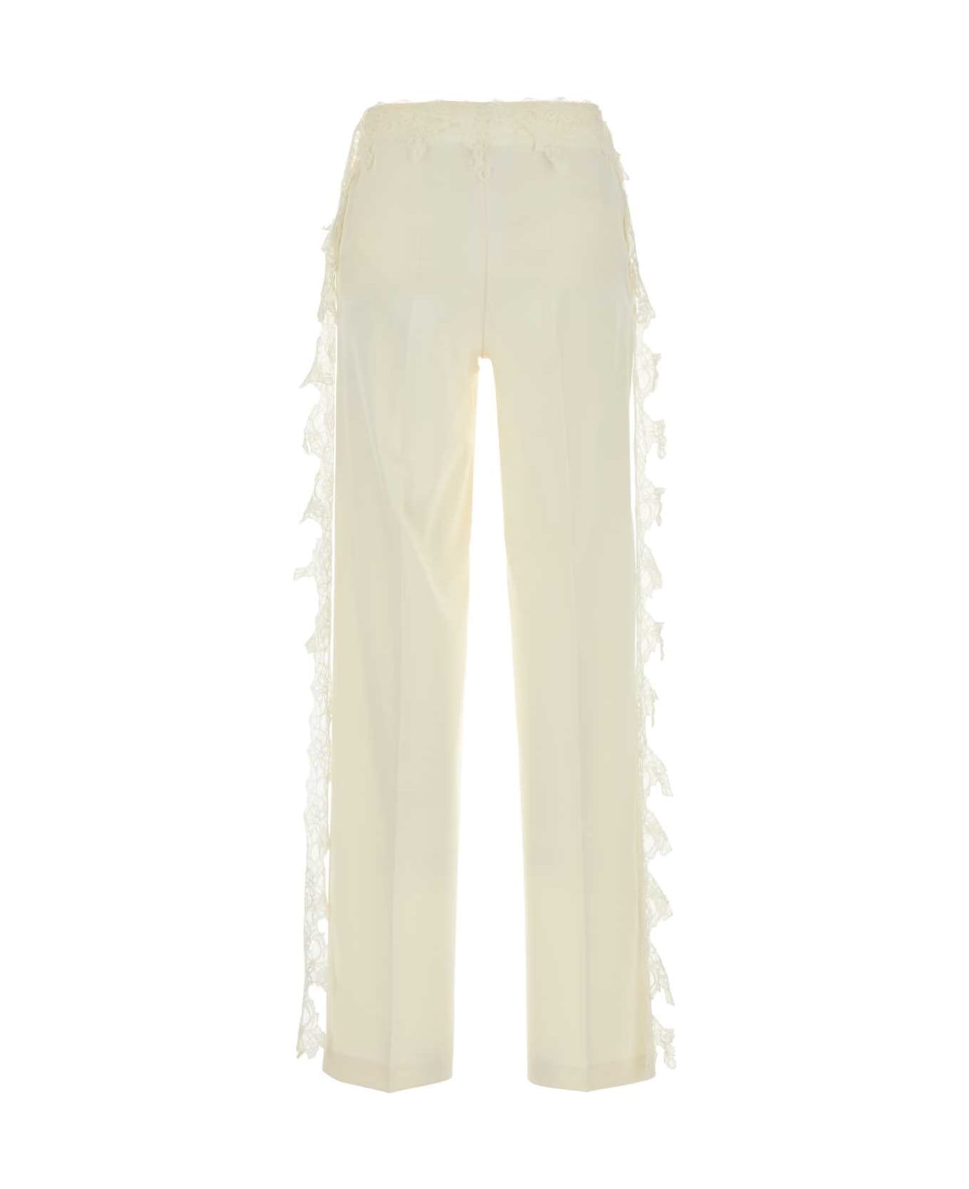 Blumarine White Stretch Twill Pant - BUTTER