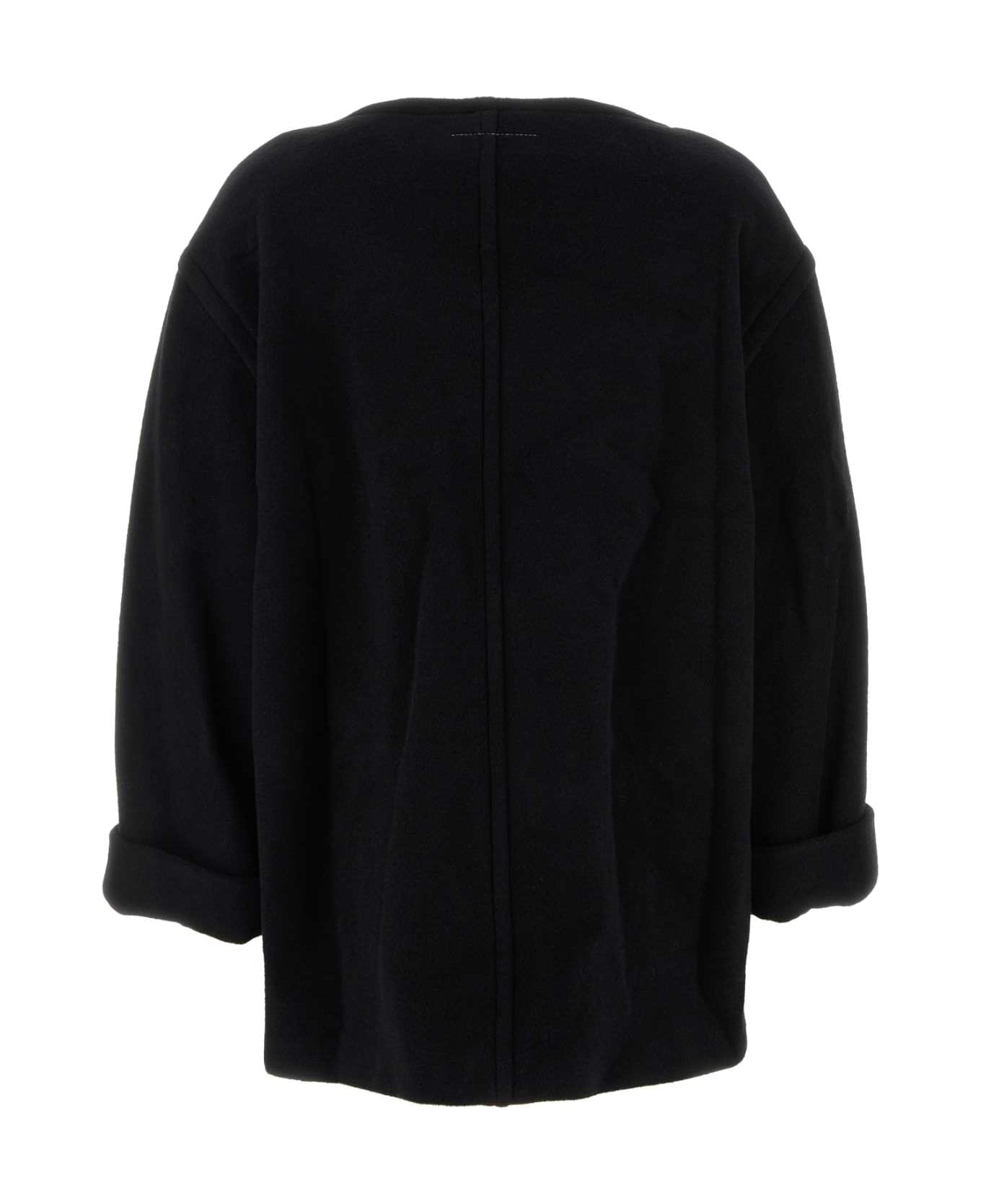 MM6 Maison Margiela Black Wool Blend Oversize Sweater - BLACK