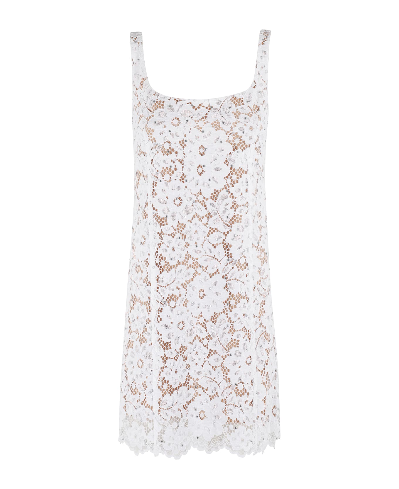 MICHAEL Michael Kors Studded Corded Floral Lace Mini Dress - White