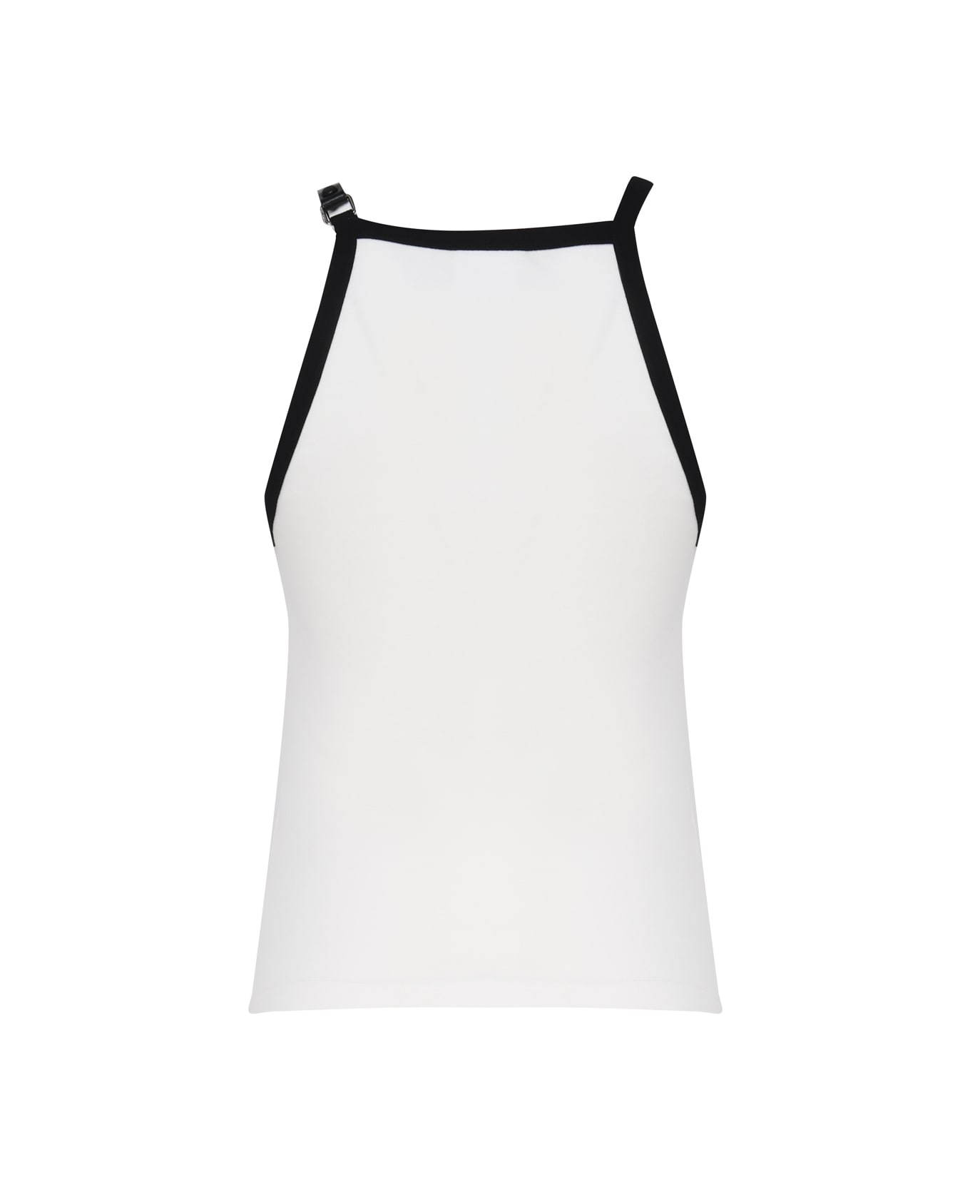 Courrèges Cotton Top With Strap Suspender - BLACK, white タンクトップ