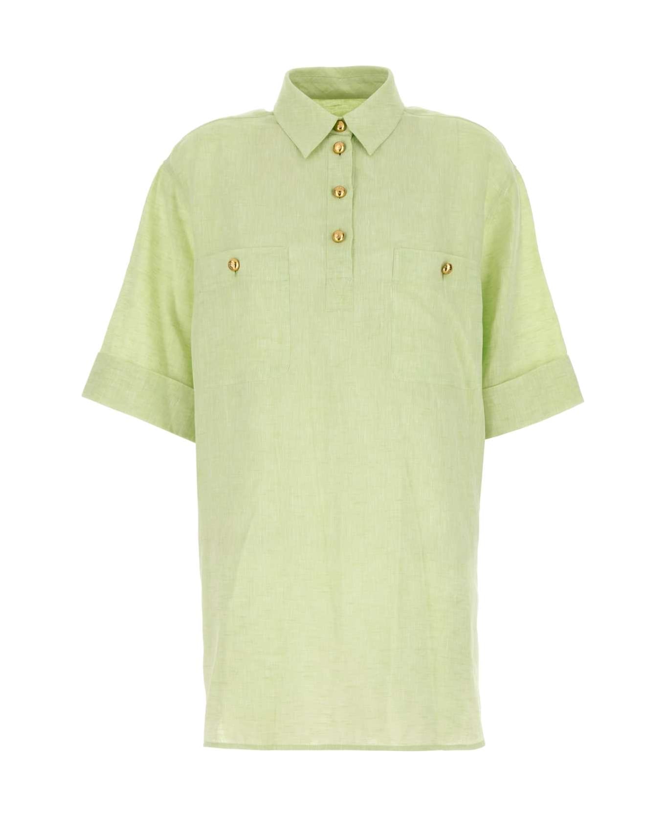 Valentino Garavani Pastel Green Linen Blouse - CLEARMINT
