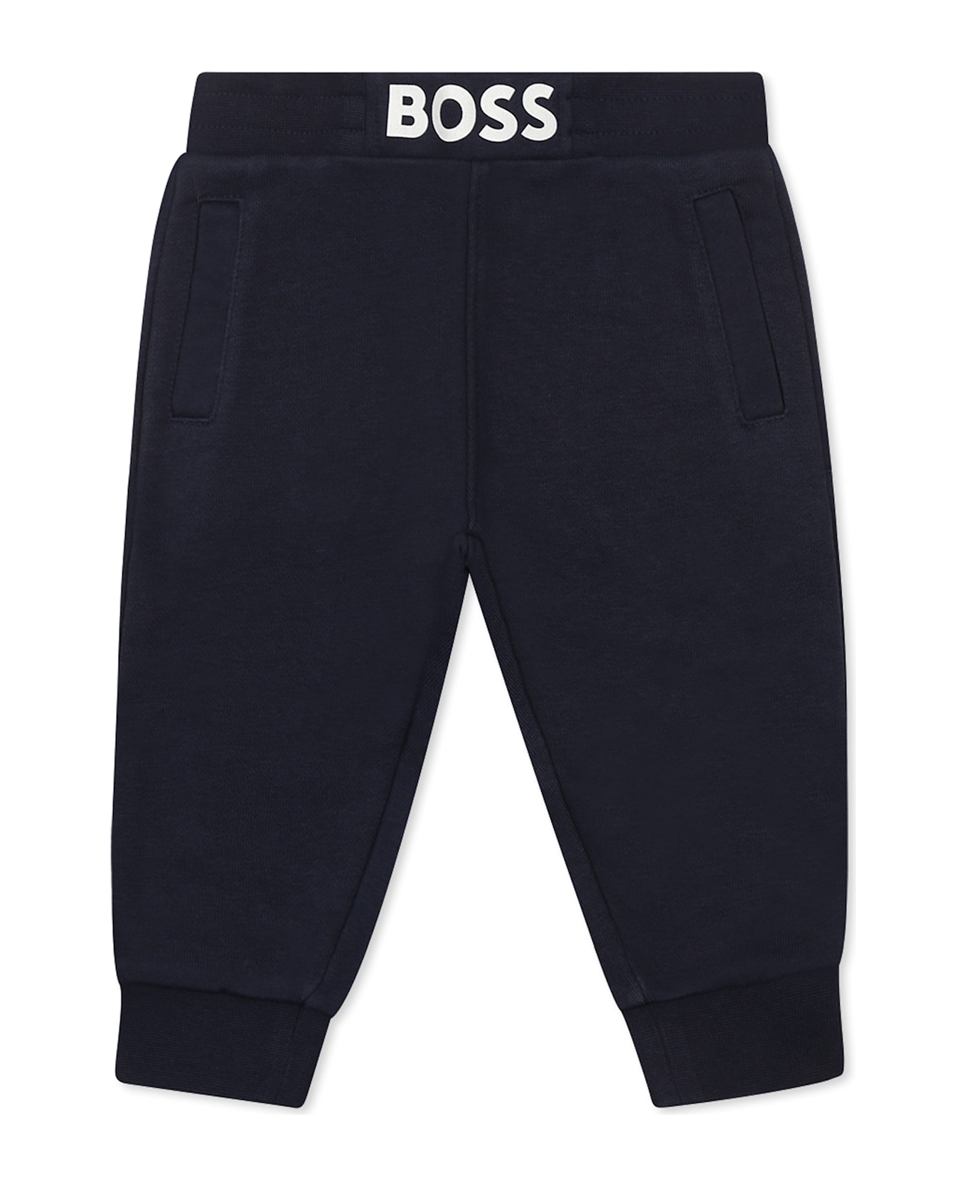 Hugo Boss Blue Trousers For Baby Boy With Logo - Blue
