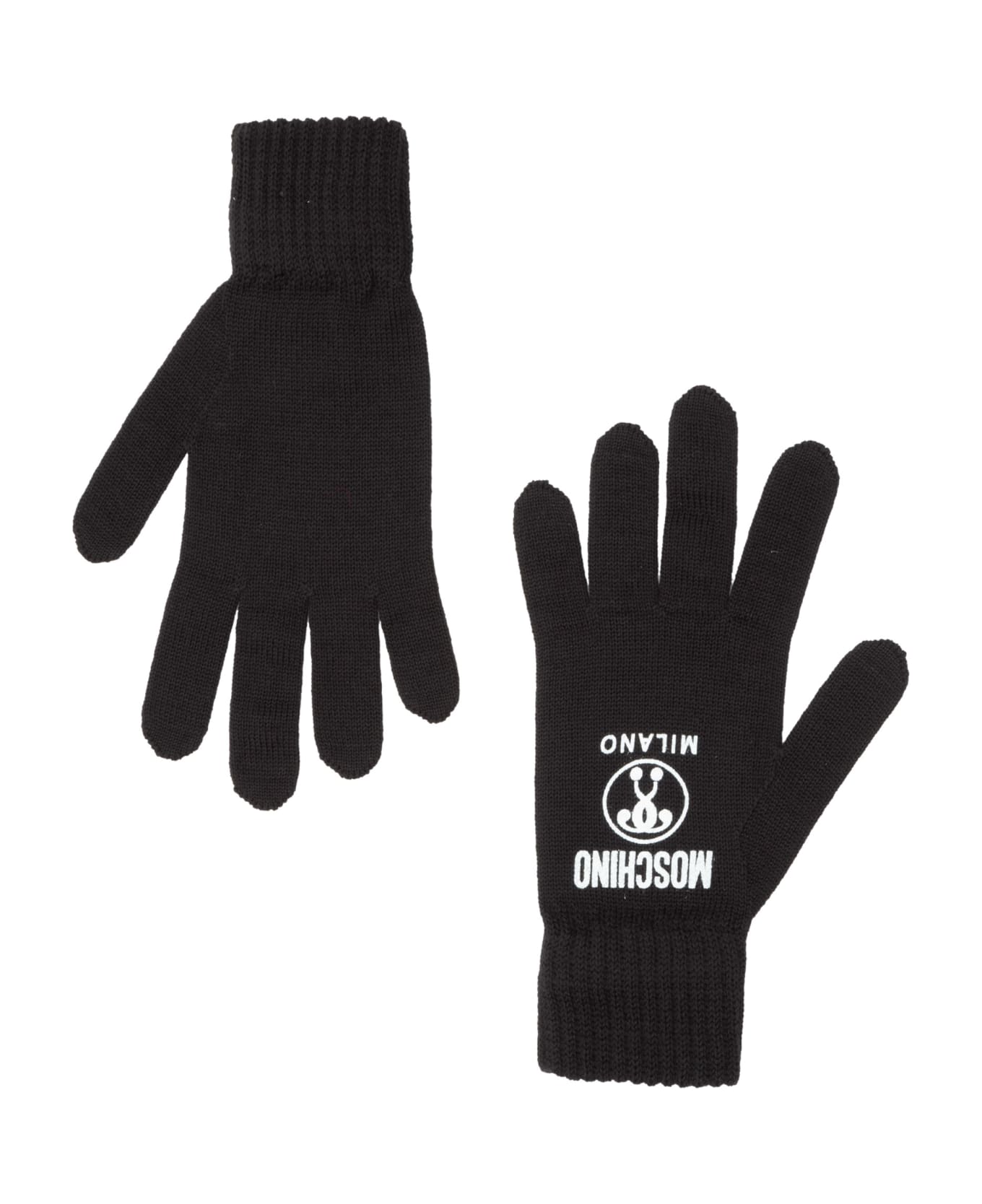 Moschino Double Question Mark Wool Gloves - Black