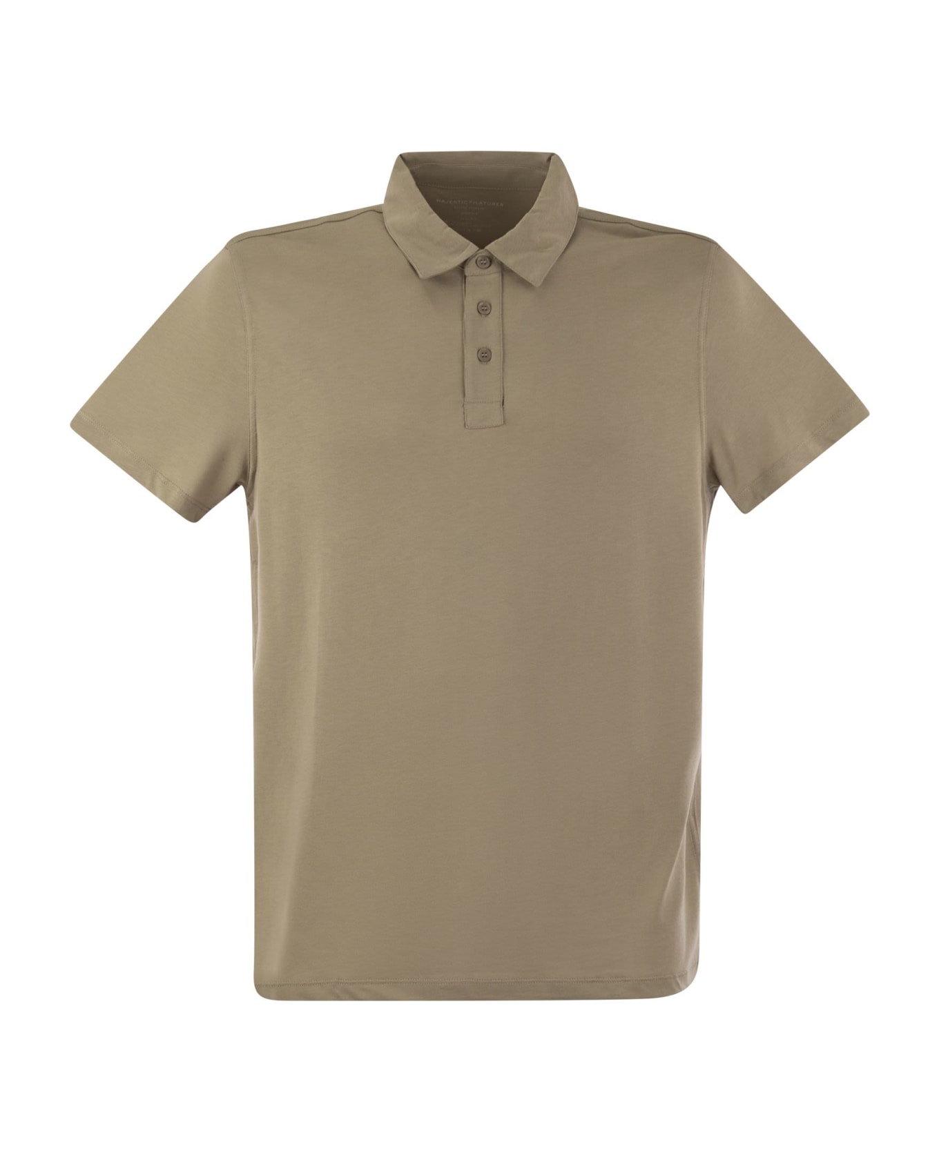 Majestic Filatures Short-sleeved Polo Shirt In Lyocell - Sand ポロシャツ