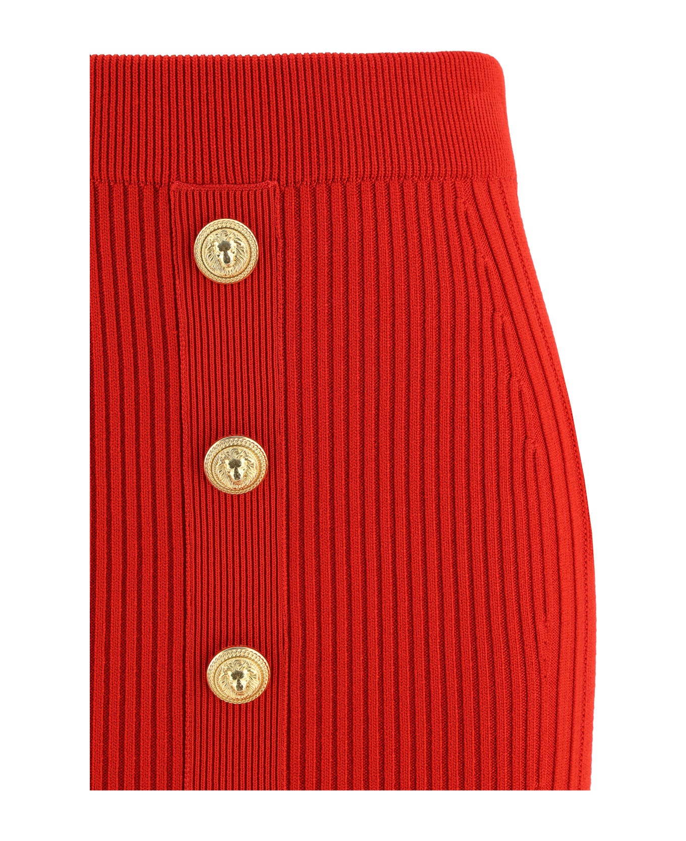 Balmain Midi Skirt - Rouge