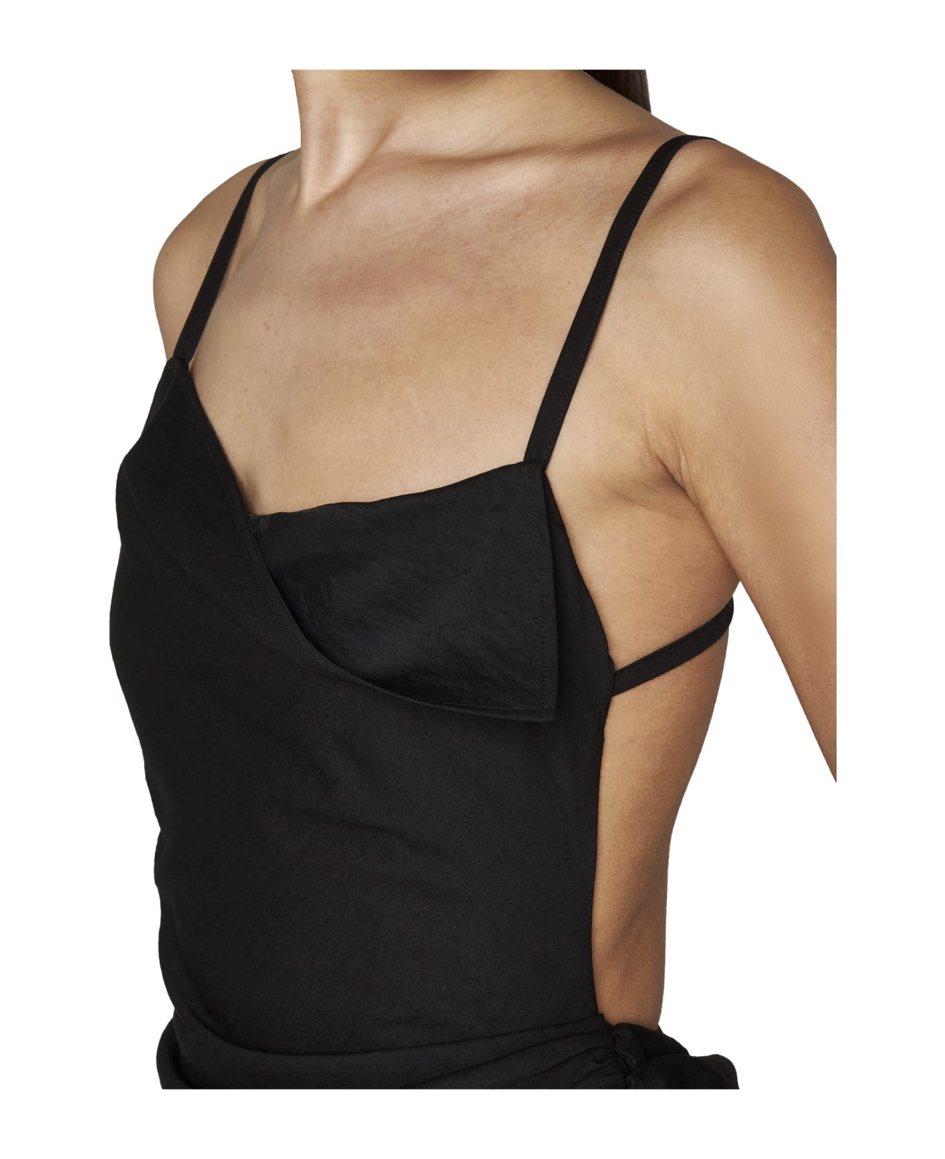 Jacquemus Saudade Asymmetric Draped Mini Dress - Black