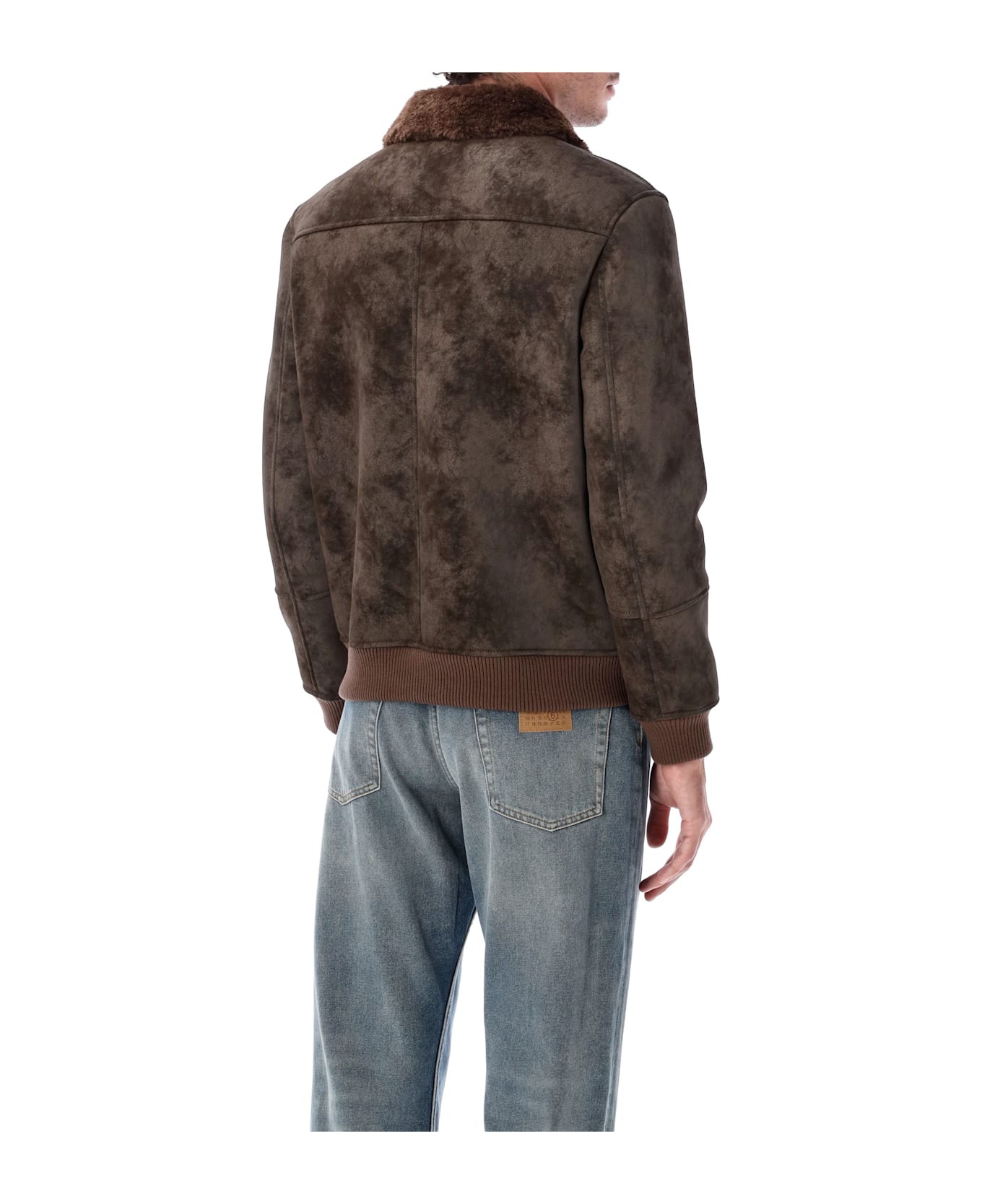 S.W.O.R.D 6.6.44 Sword Eco-leather Biker Jacket With Shearling Collar - BROWN