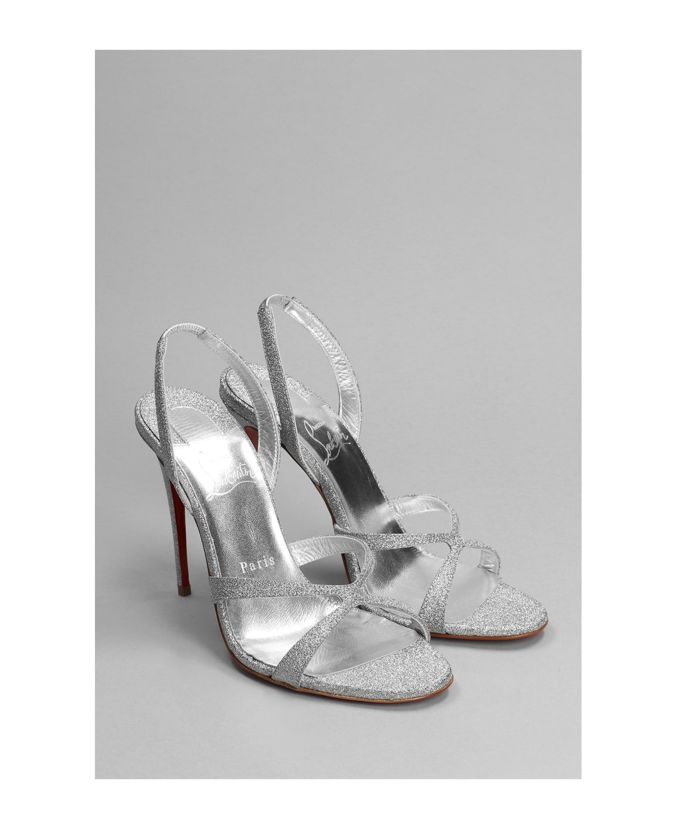 Christian Louboutin Emilie 100 Sandals In Silver Suede - silver