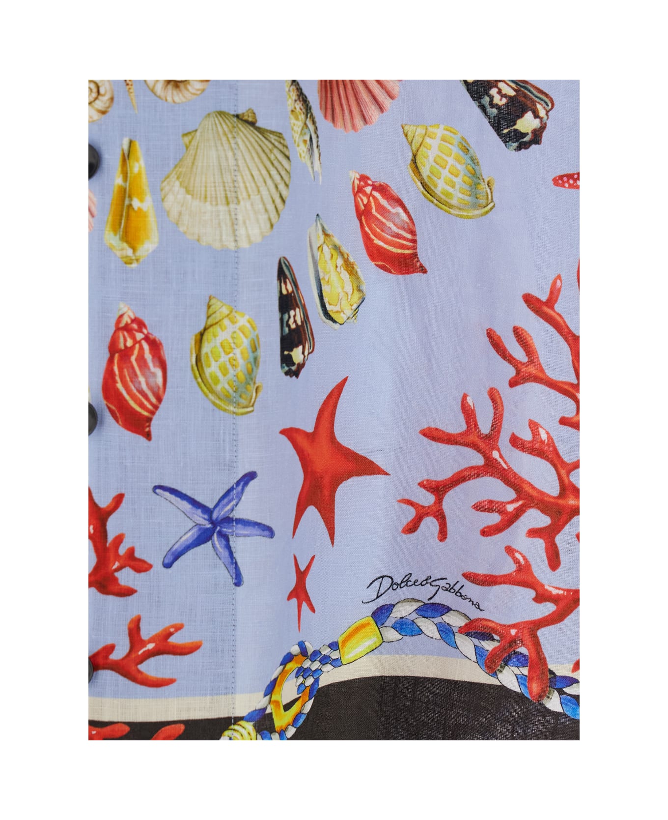 Dolce 
Gabbana Multicolor Bowling Shirt With Cuban Collar And All-over Print In Linen Man - Multicolor