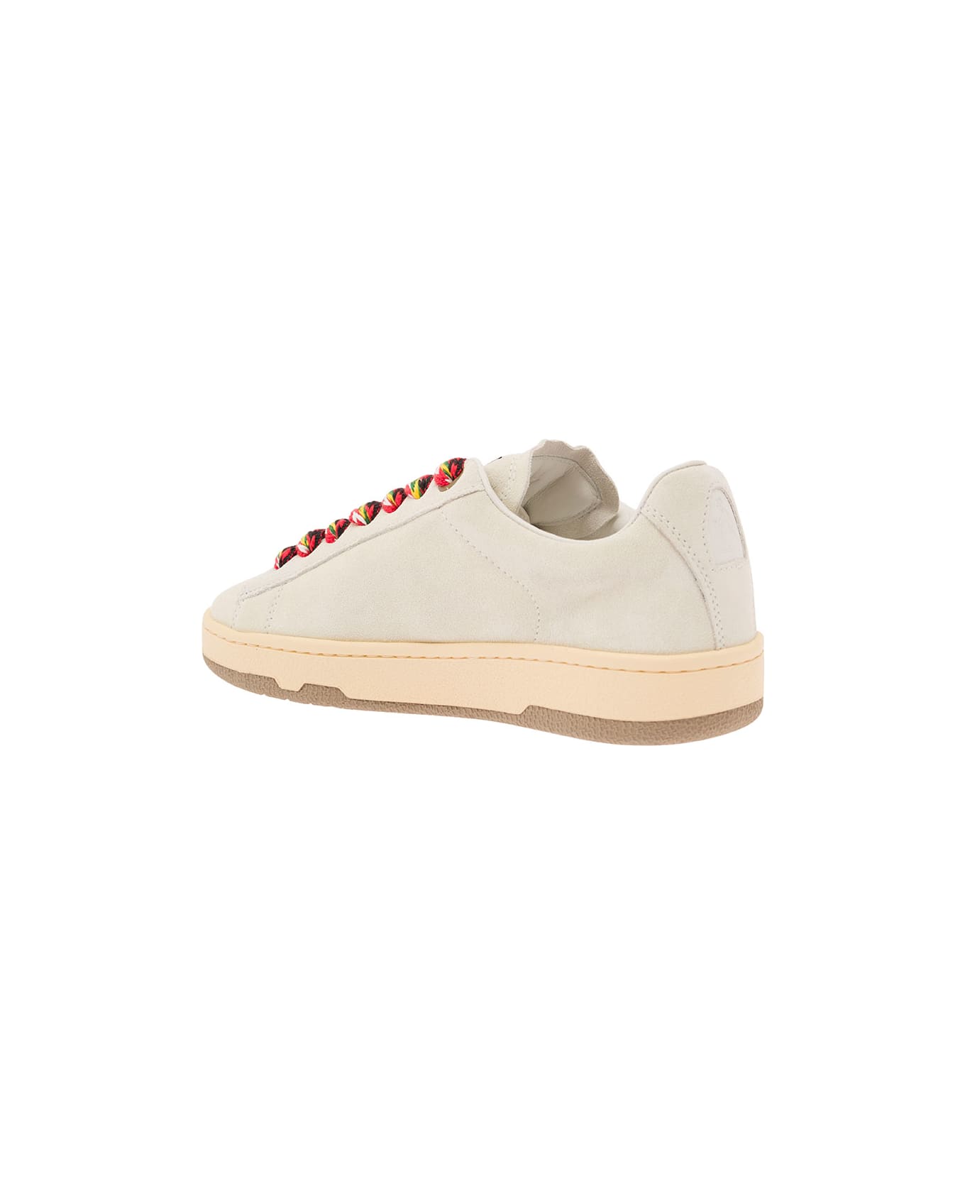 Lanvin 'lite Curb' White Low Top Sneakers With Oversized Multicolor Laces In Leather Woman - White