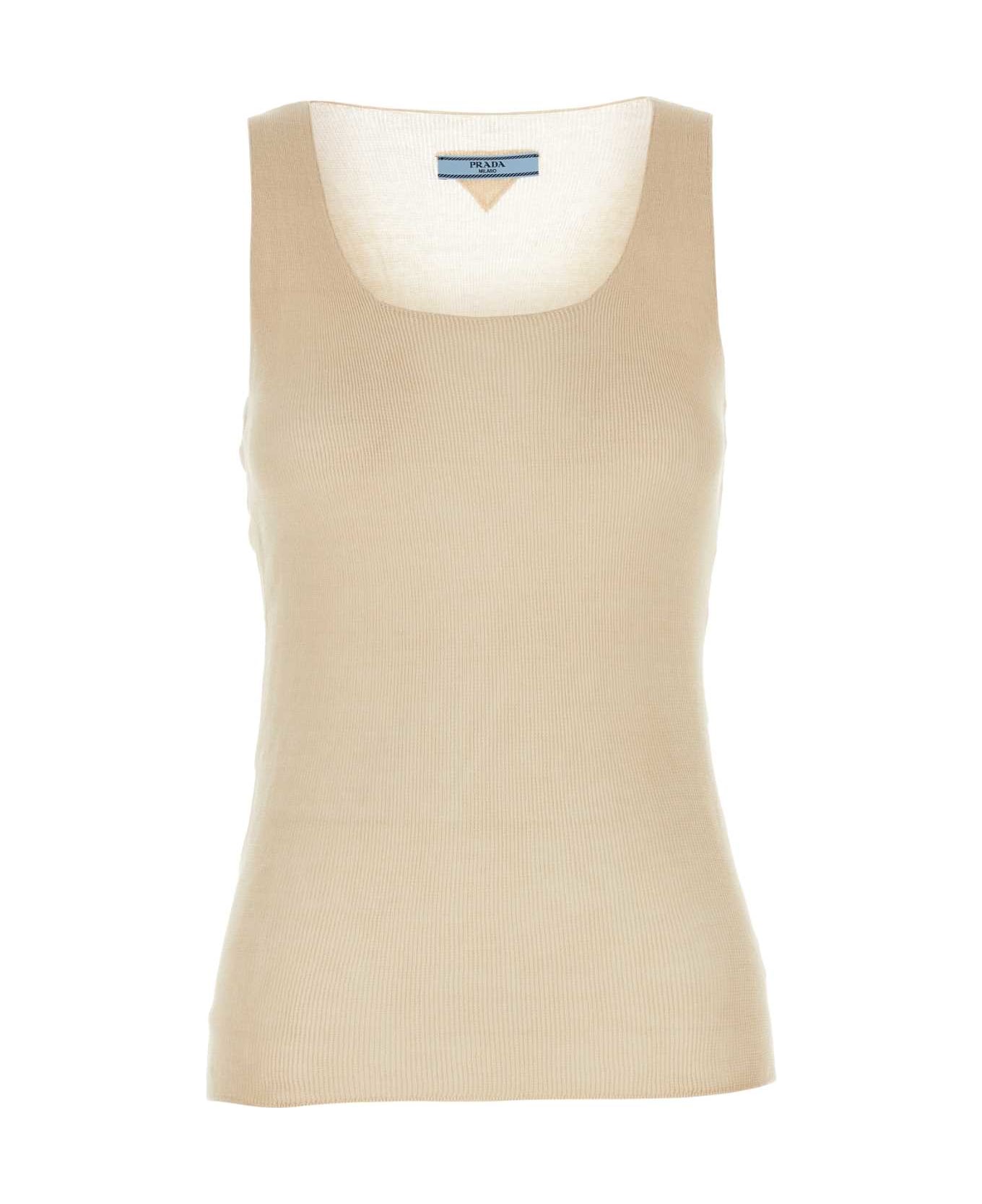 Prada Sand Cotton Tank Top - ALBINO