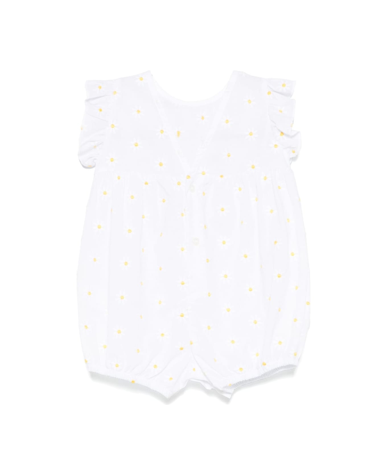 Il Gufo The Owl Playsuit With Flower Embroidery - White
