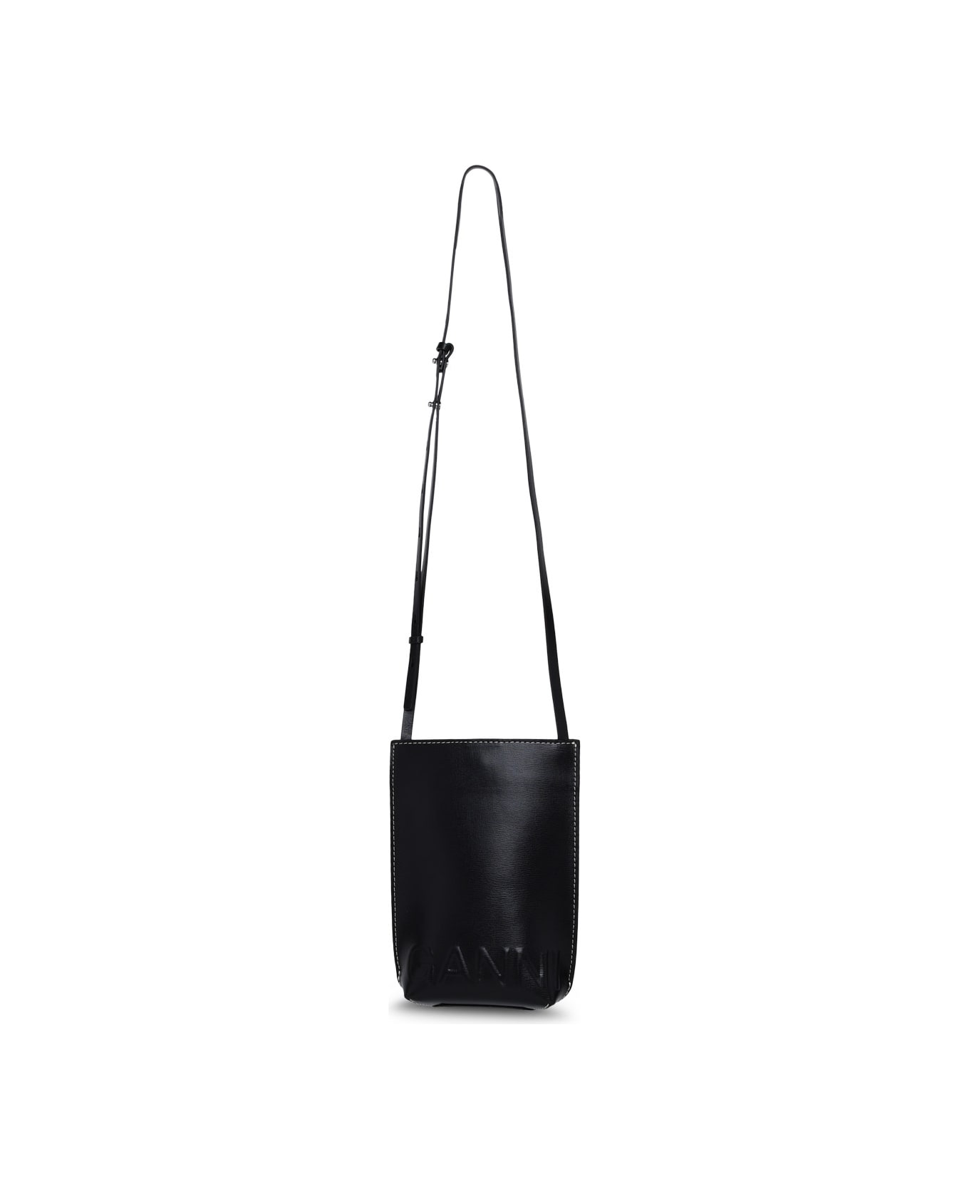 Ganni Black Recycled Leather Crossbody Bag - Black