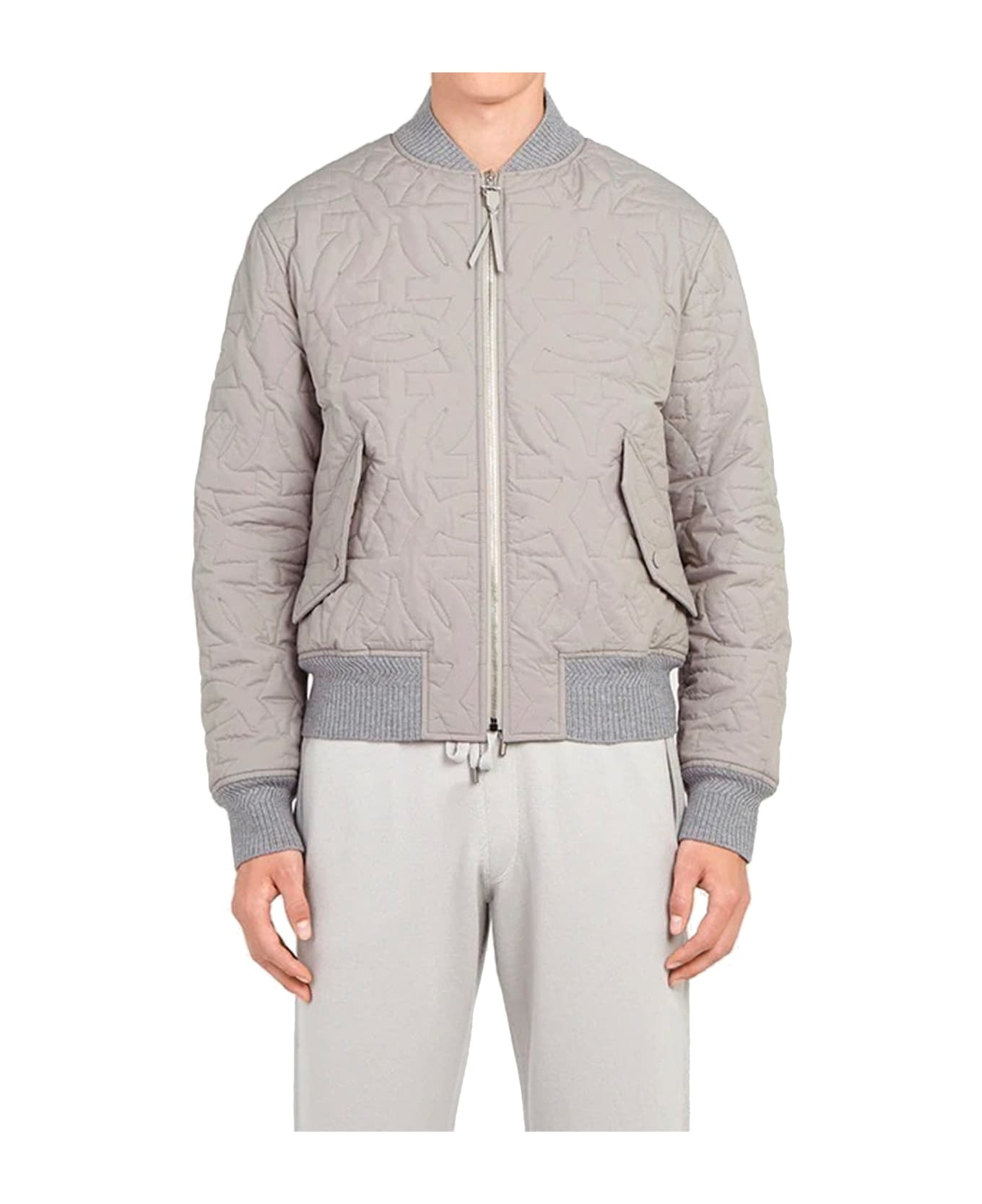 Ferragamo Quilted Bomber Jacket - Gray