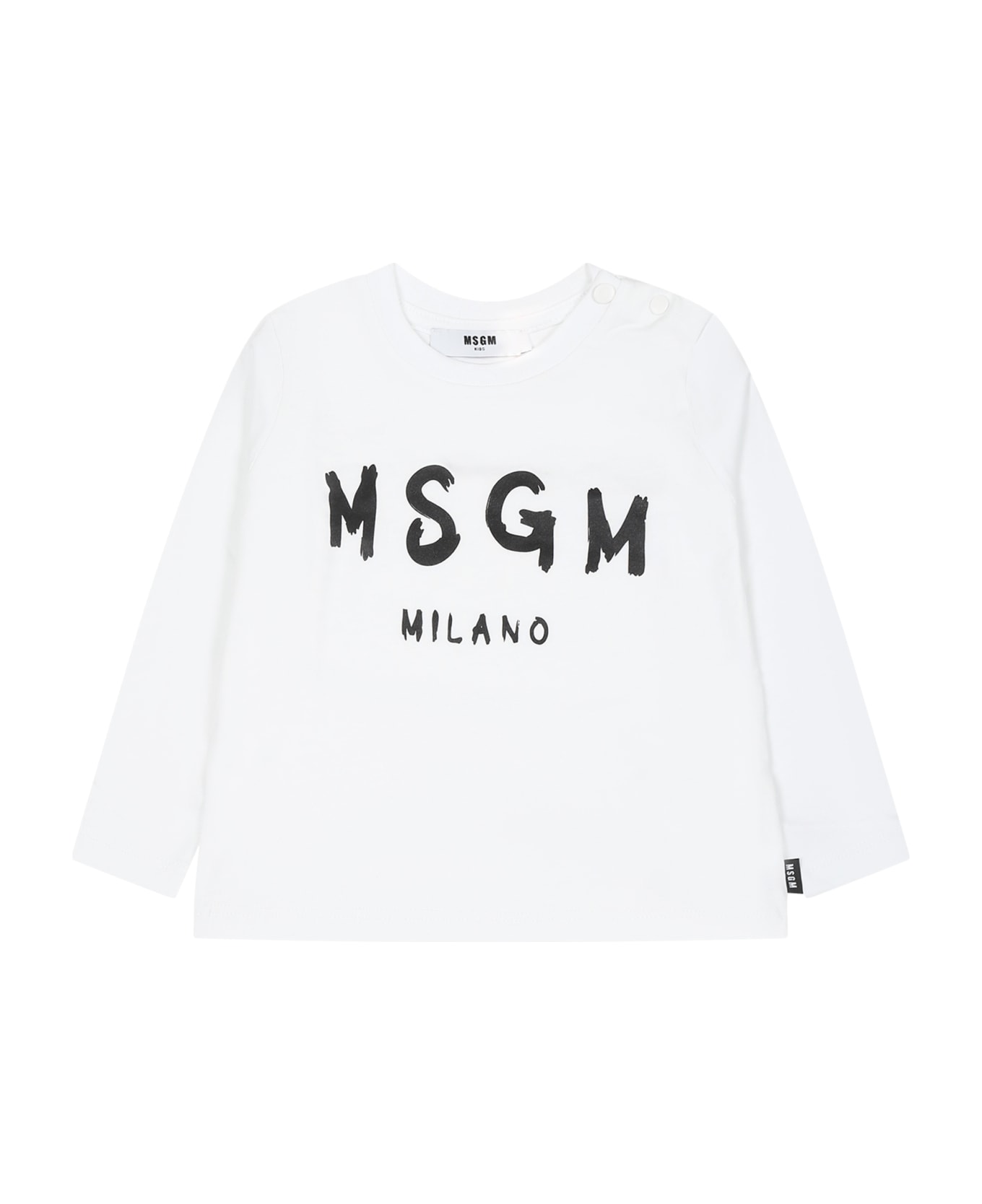 MSGM White T-shirt For Baby Kids With Logo - White