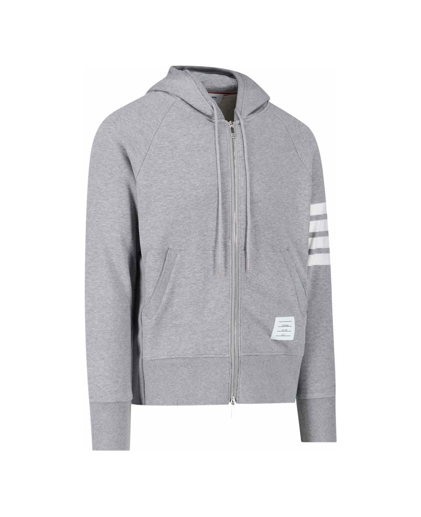 Thom Browne 4-bar Zip Hoodie - LIGHT GREY