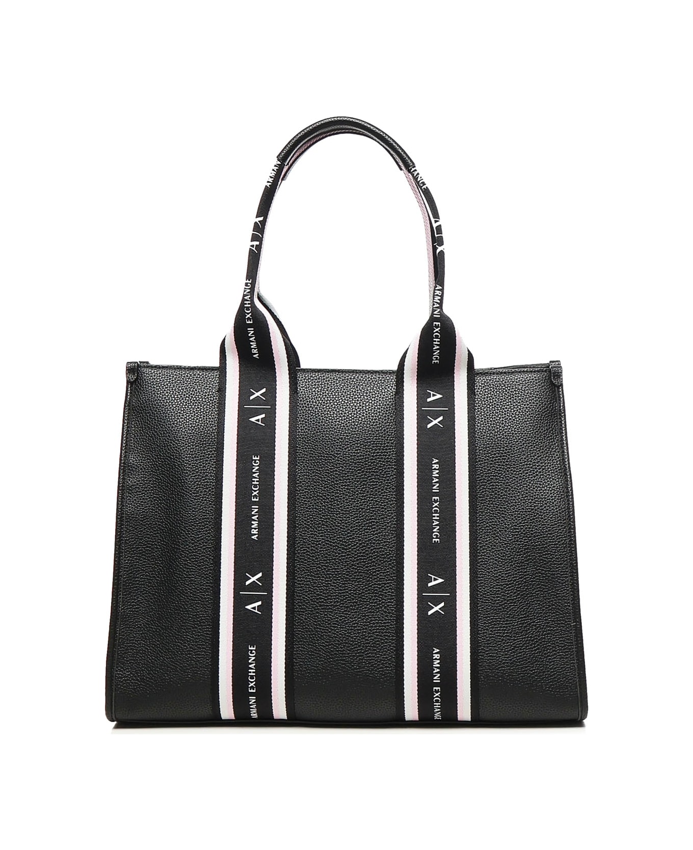 Armani Exchange Tote Bag With Contrasting Bands - Black
