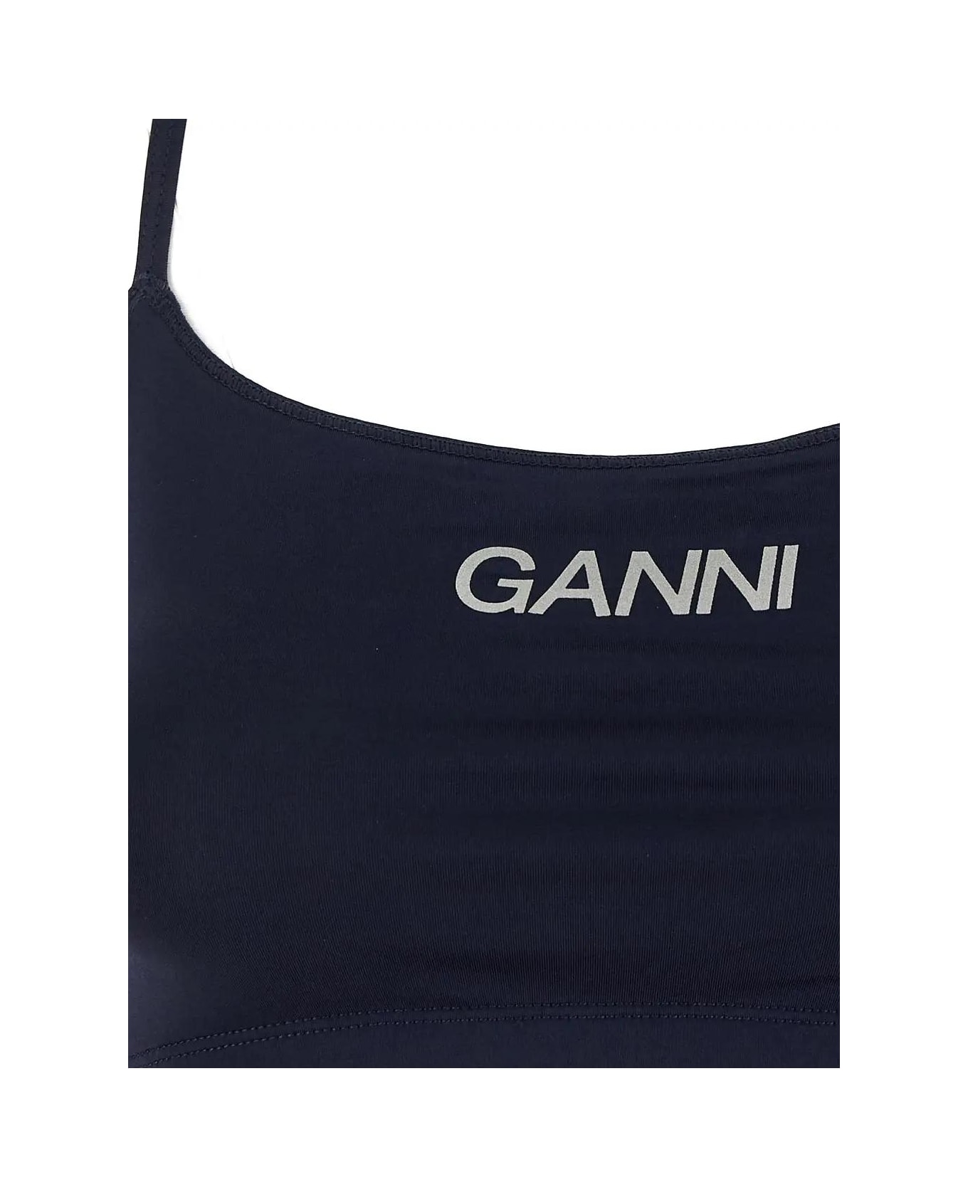 Ganni Logo Top - Blu