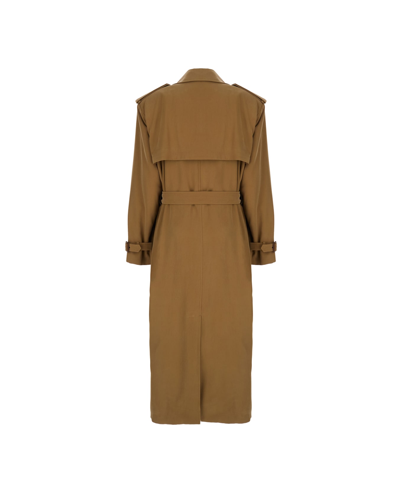 Saint Laurent Brown Single-breasted Trench Coat In Viscose Blend Woman - Beige