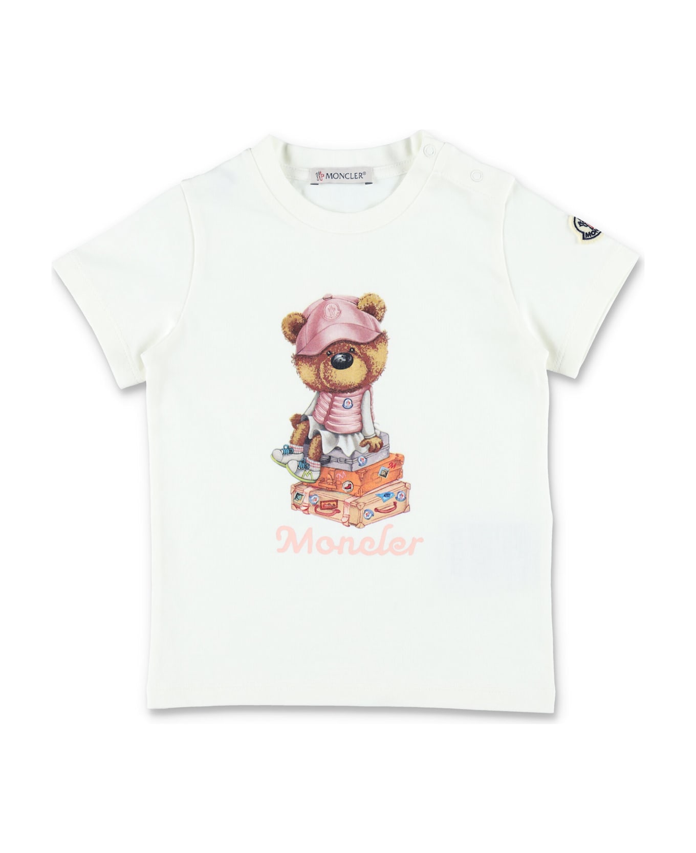 Moncler Kid - Teddy Bear Motif Cotton T-shirt - White