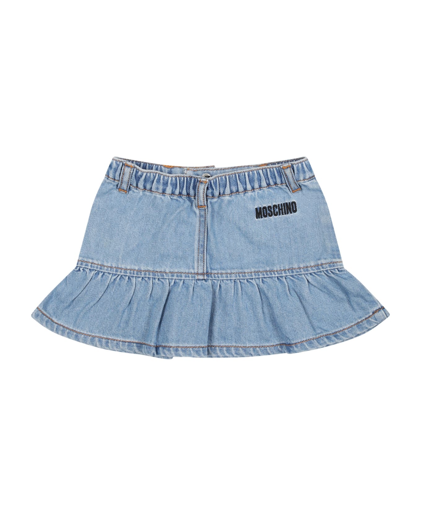 Moschino Casual Denim Skirt For Baby Girl With Teddy Bear - Denim ボトムス