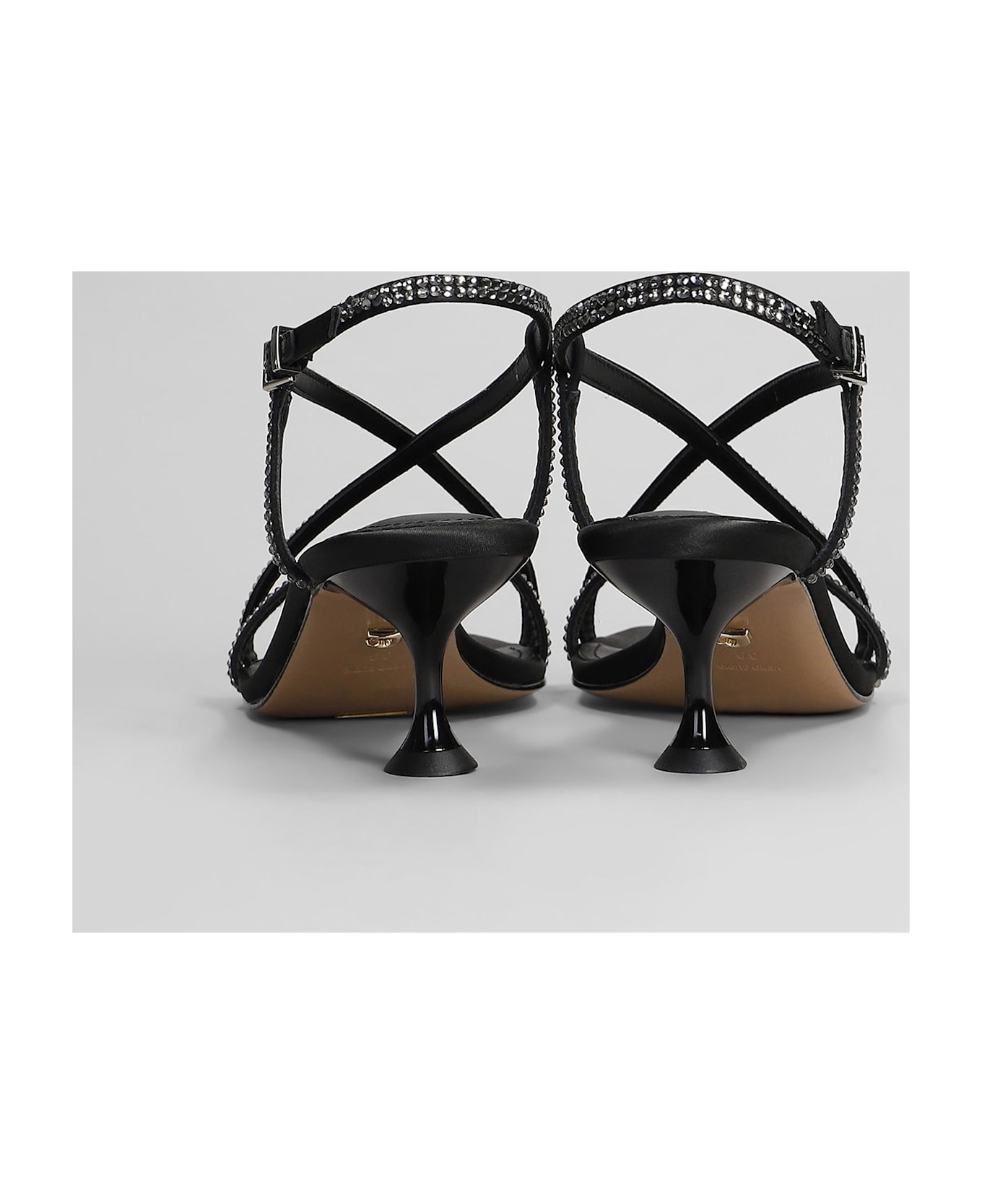 Lola Cruz Liberty Heel 55 Sandals In Black Satin - black