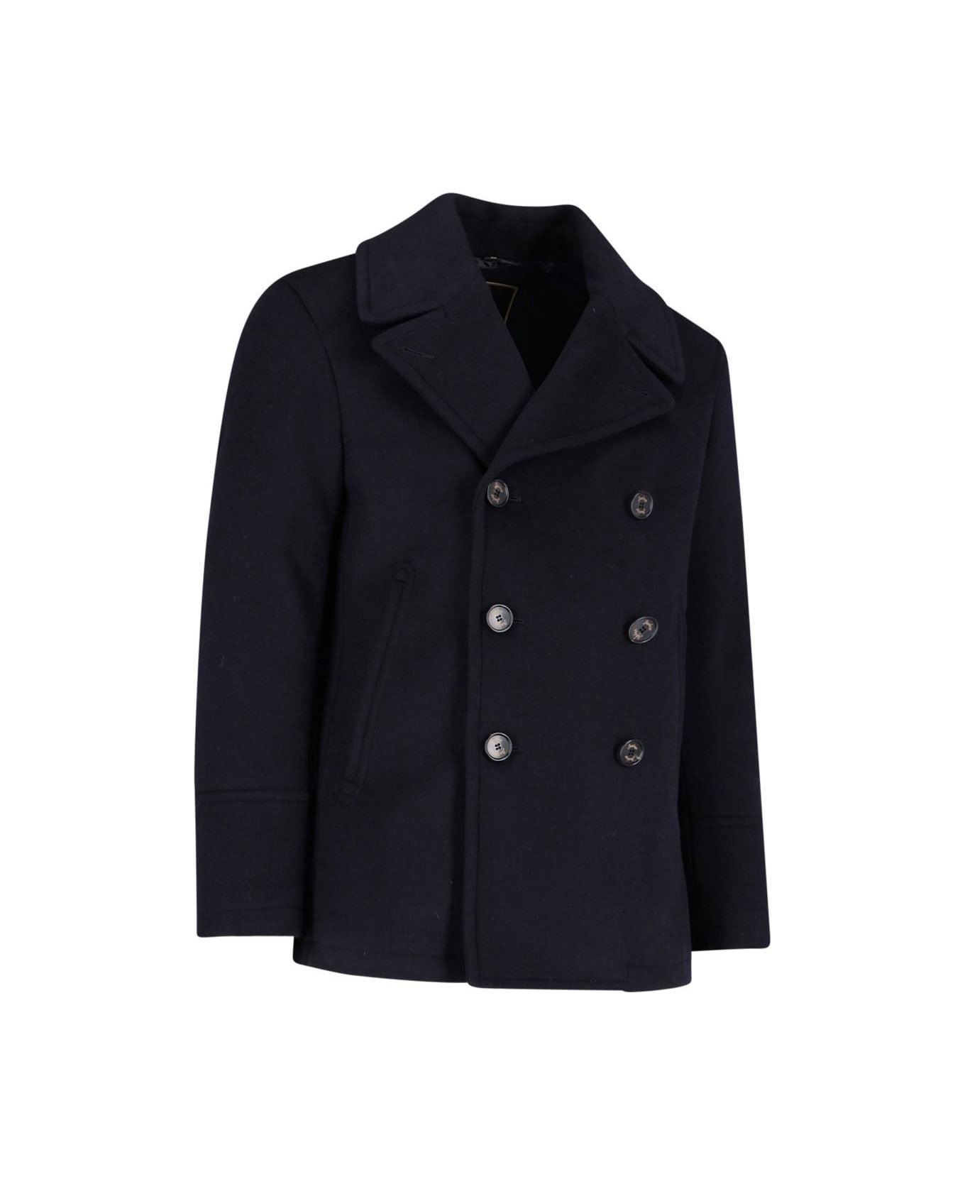 Sealup Double-breasted Short Coat - BLUE