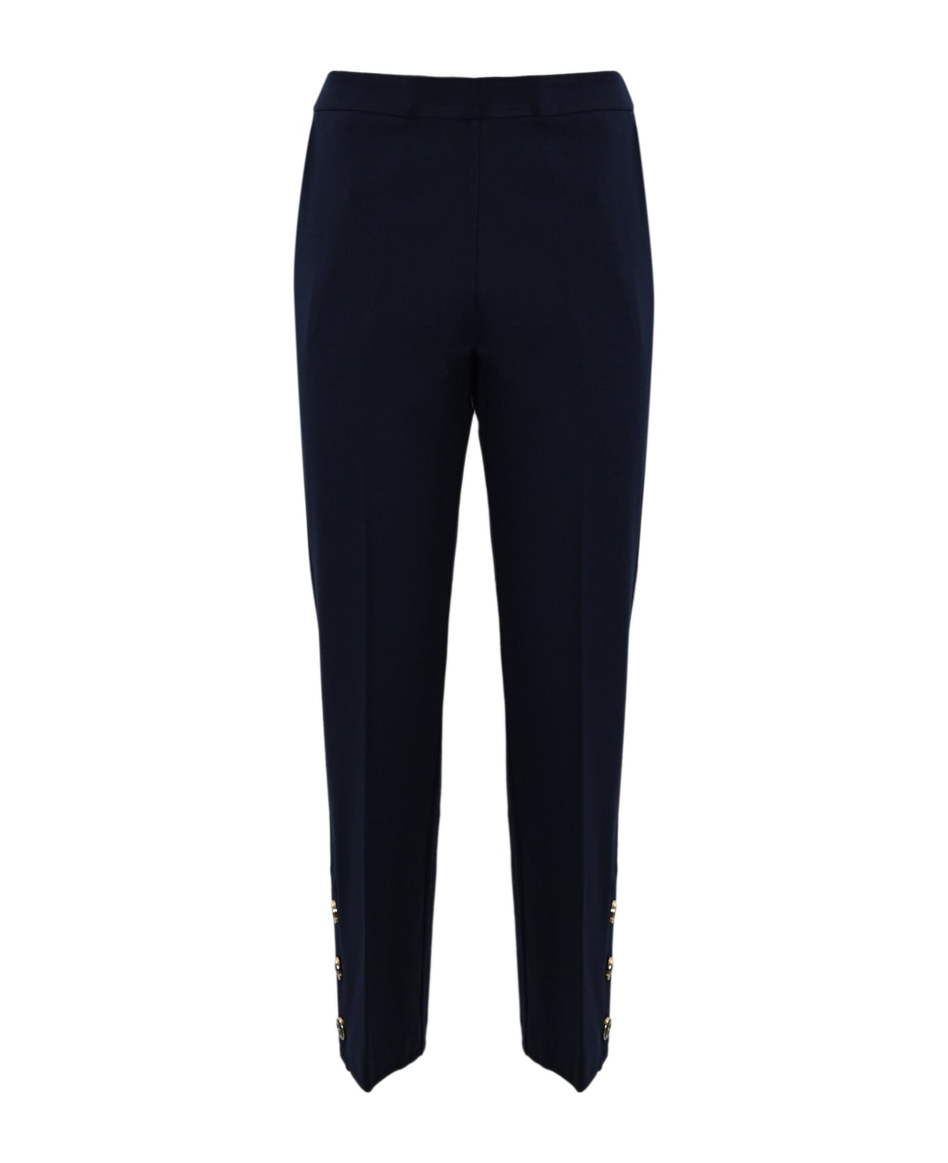 TwinSet Cropped Trousers With Oval T Buttons - MID BLU