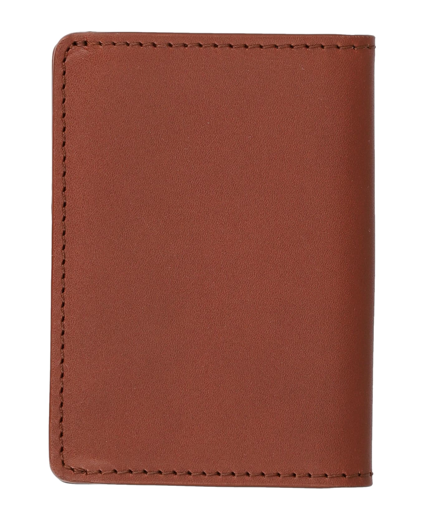 A.P.C. Bi-fold Wallet With Laminated Logo In Leather - NOISETTE
