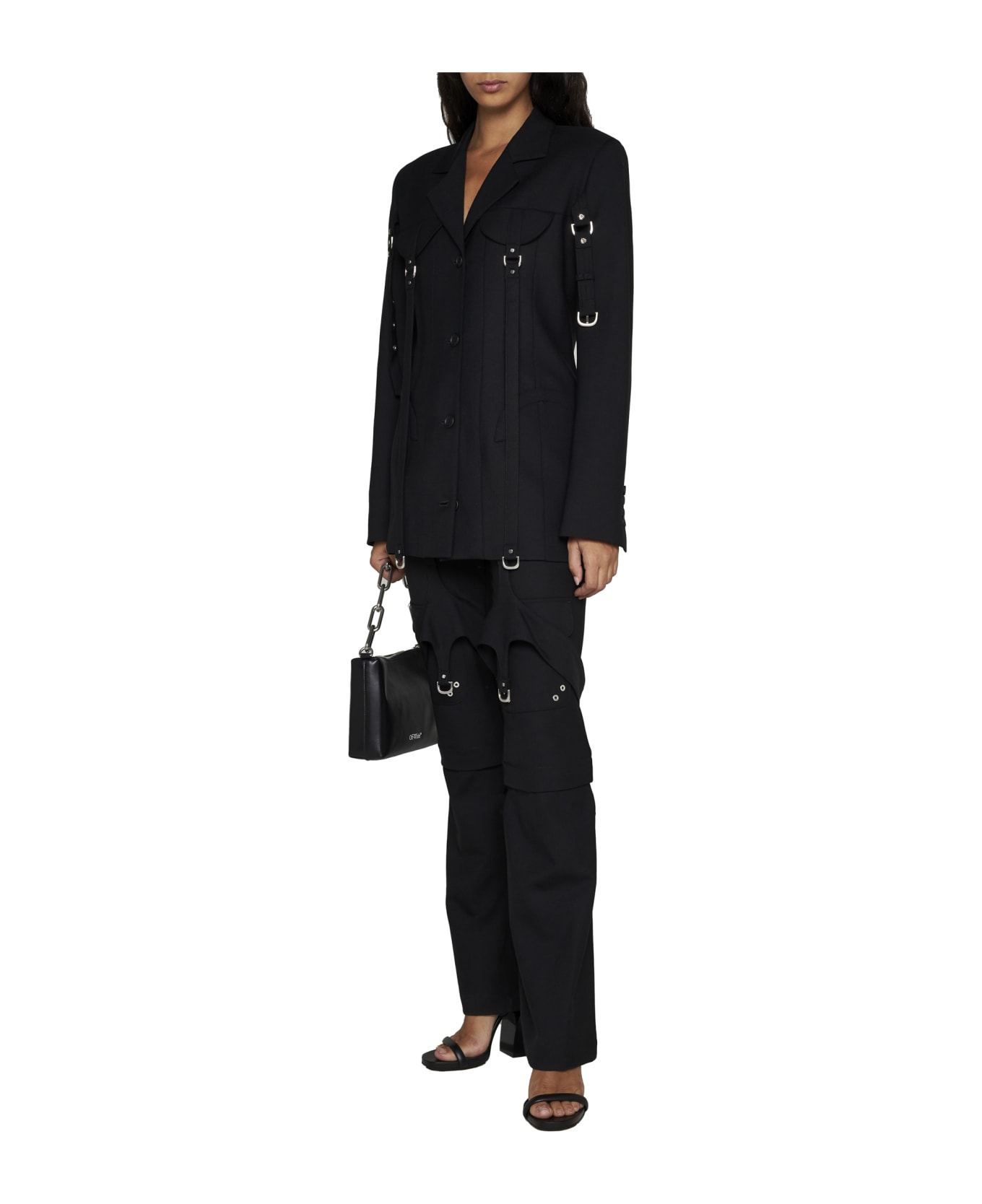 Off-White Black Virgin Wool Blend Blazer - Black コート