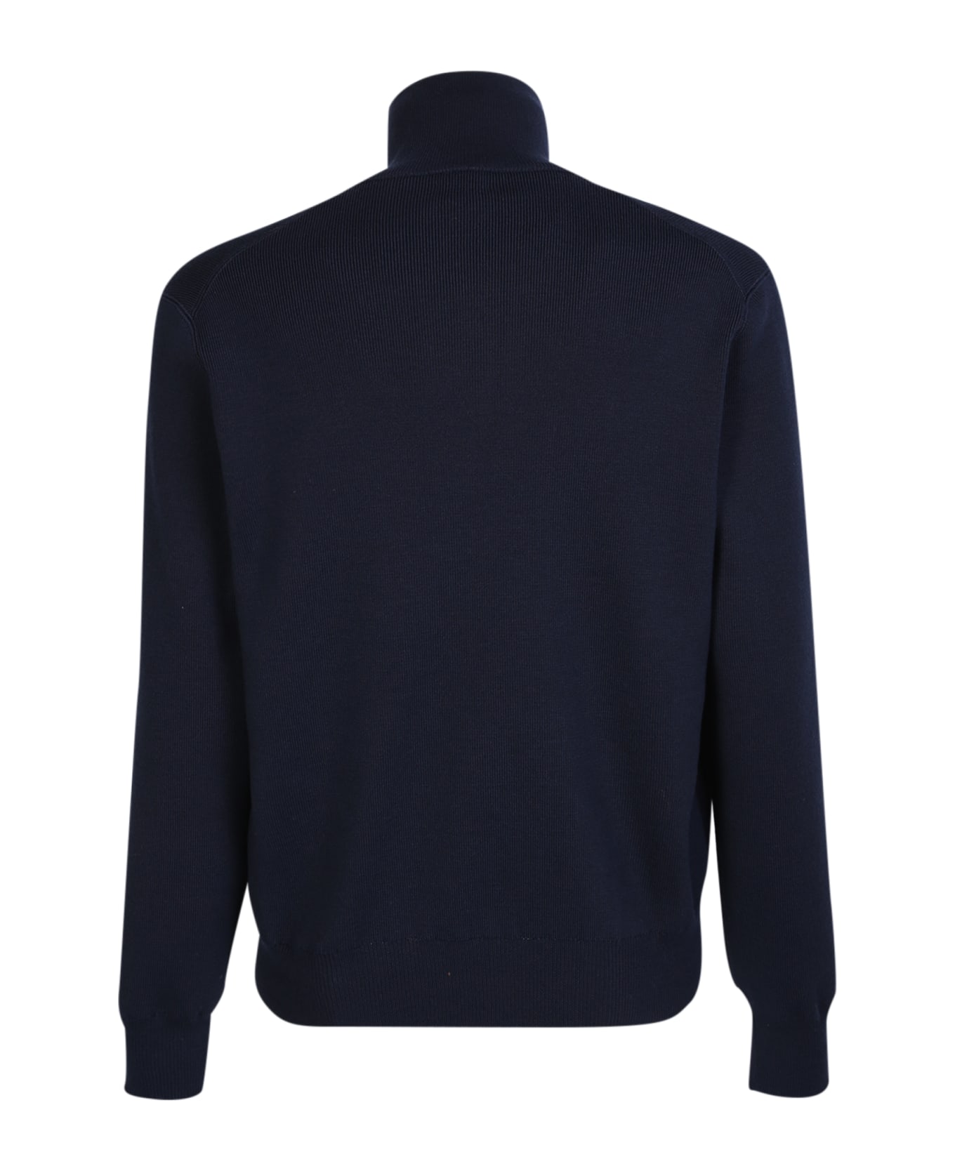 Tom Ford Classic And Elegant: Wool Zip-up Monochromatyczna Polo Pullover - NAVY