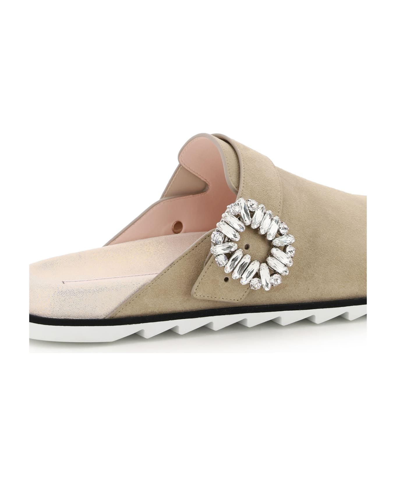 Roger Vivier Slidy Viv Mules Closed Toe Jewel Buckle - NATURALE CHIARO (Beige)