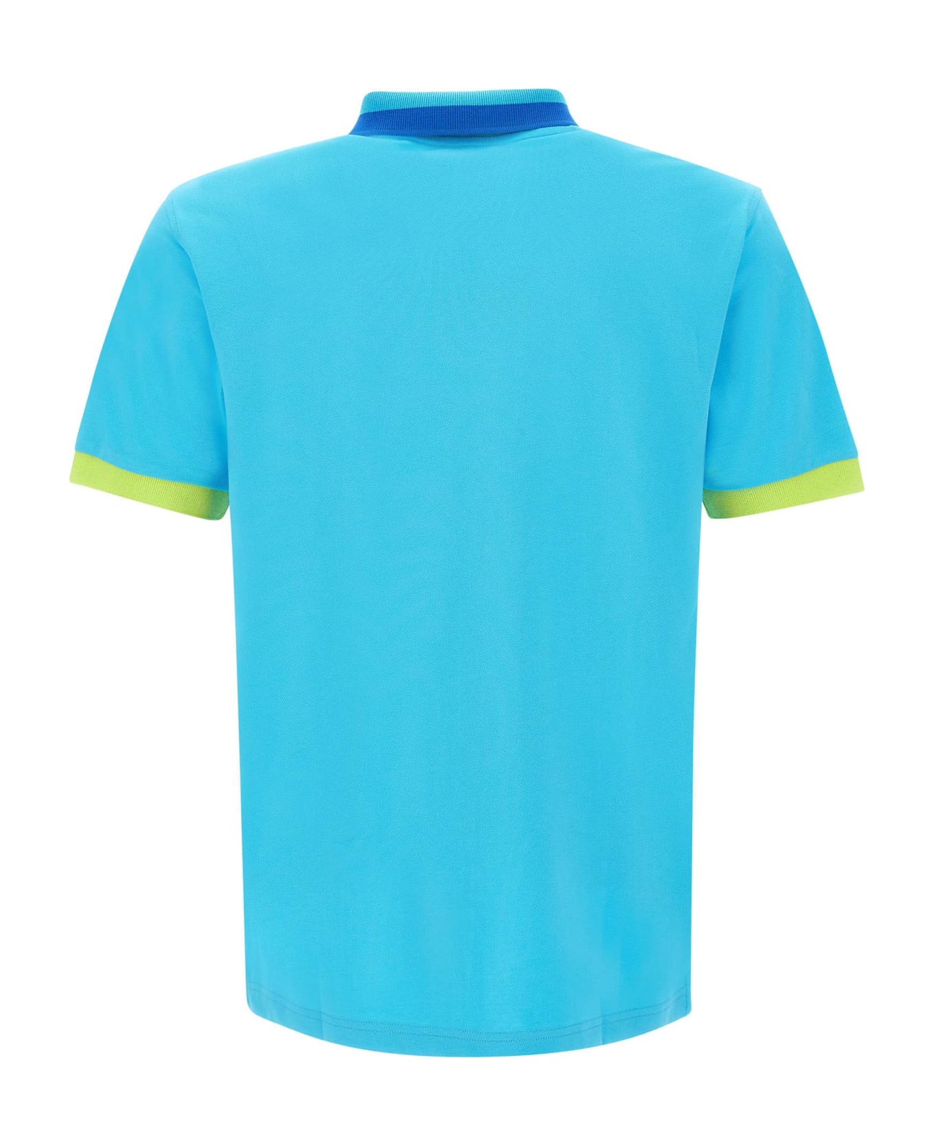Sun 68 "big Stripe" Cotton Polo Shirt - LIGHT BLUE ポロシャツ