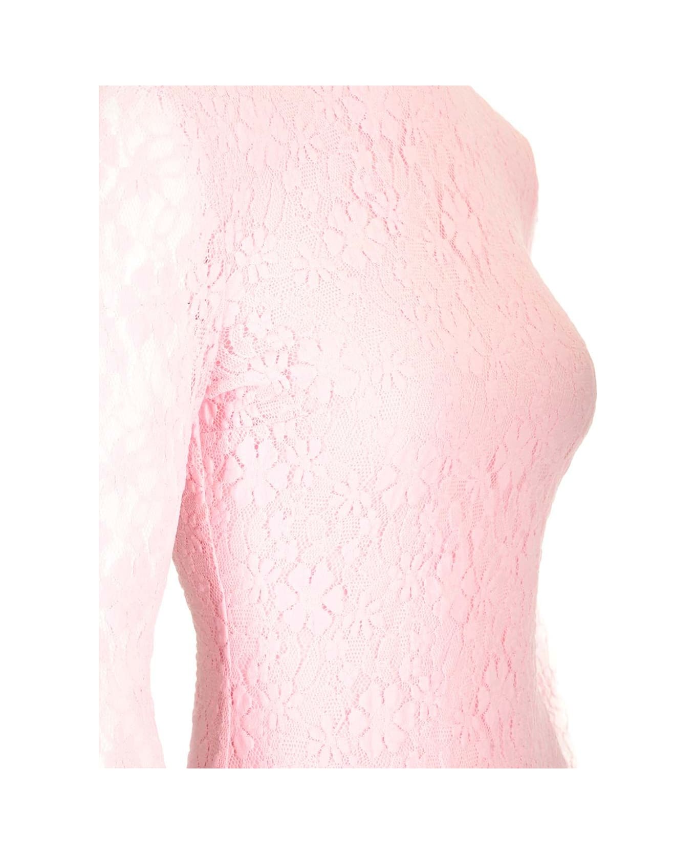 Rotate by Birger Christensen Lace Dress With Puff Sleeves - Rose