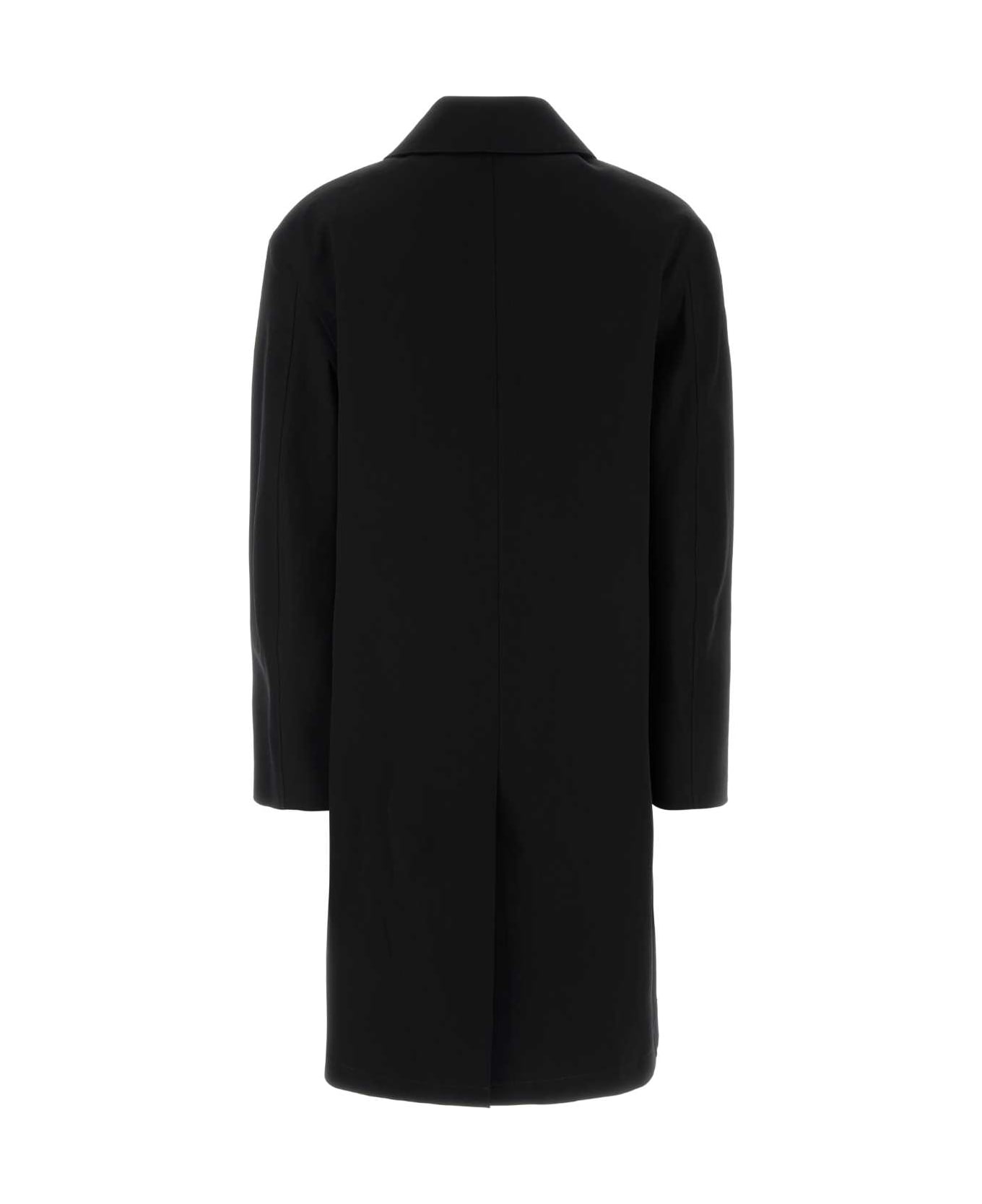 Saint Laurent Black Cotton Blend Coat - NOIR