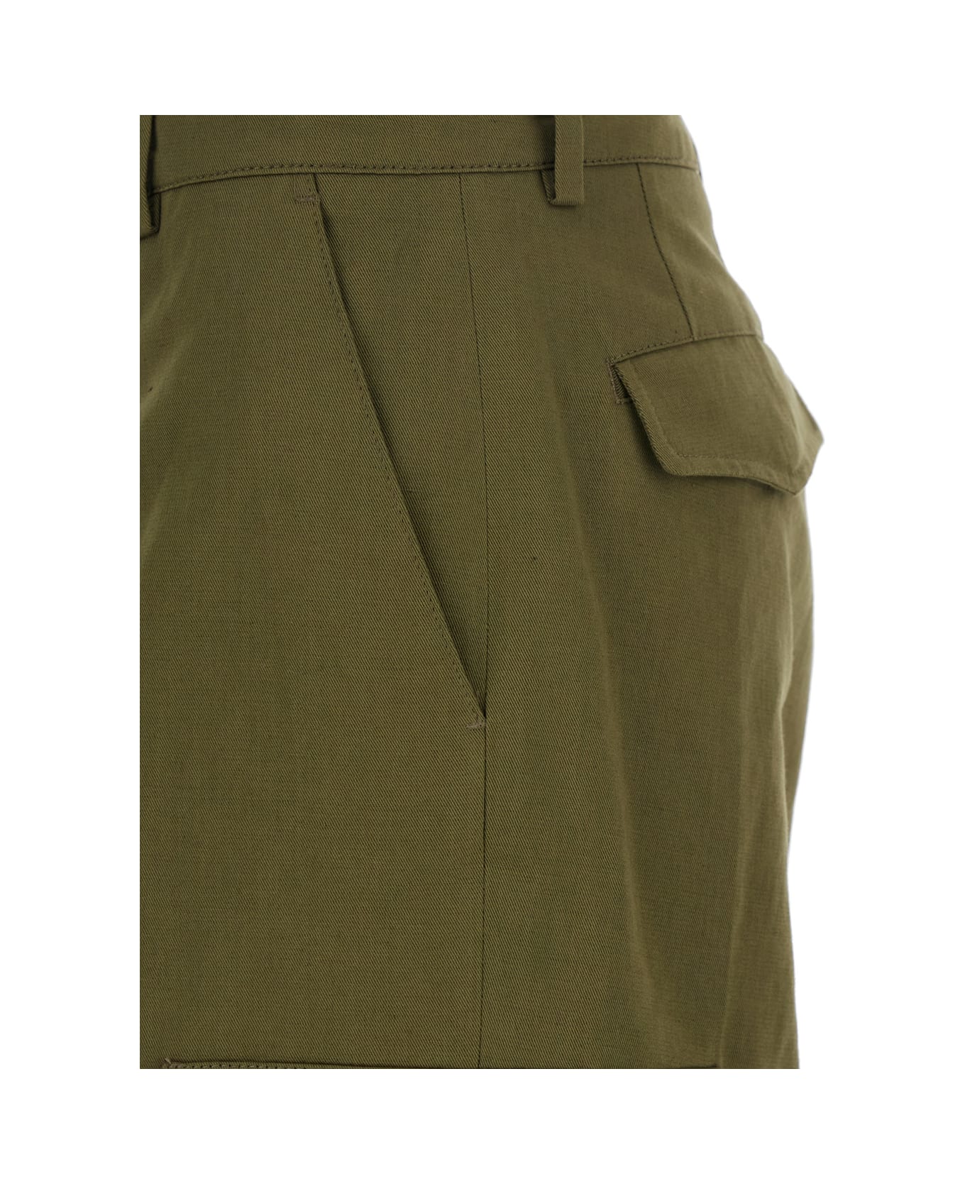 PT Torino Green Pants With Cargo Pockets In Cotton And Linen Blend Woman - Green