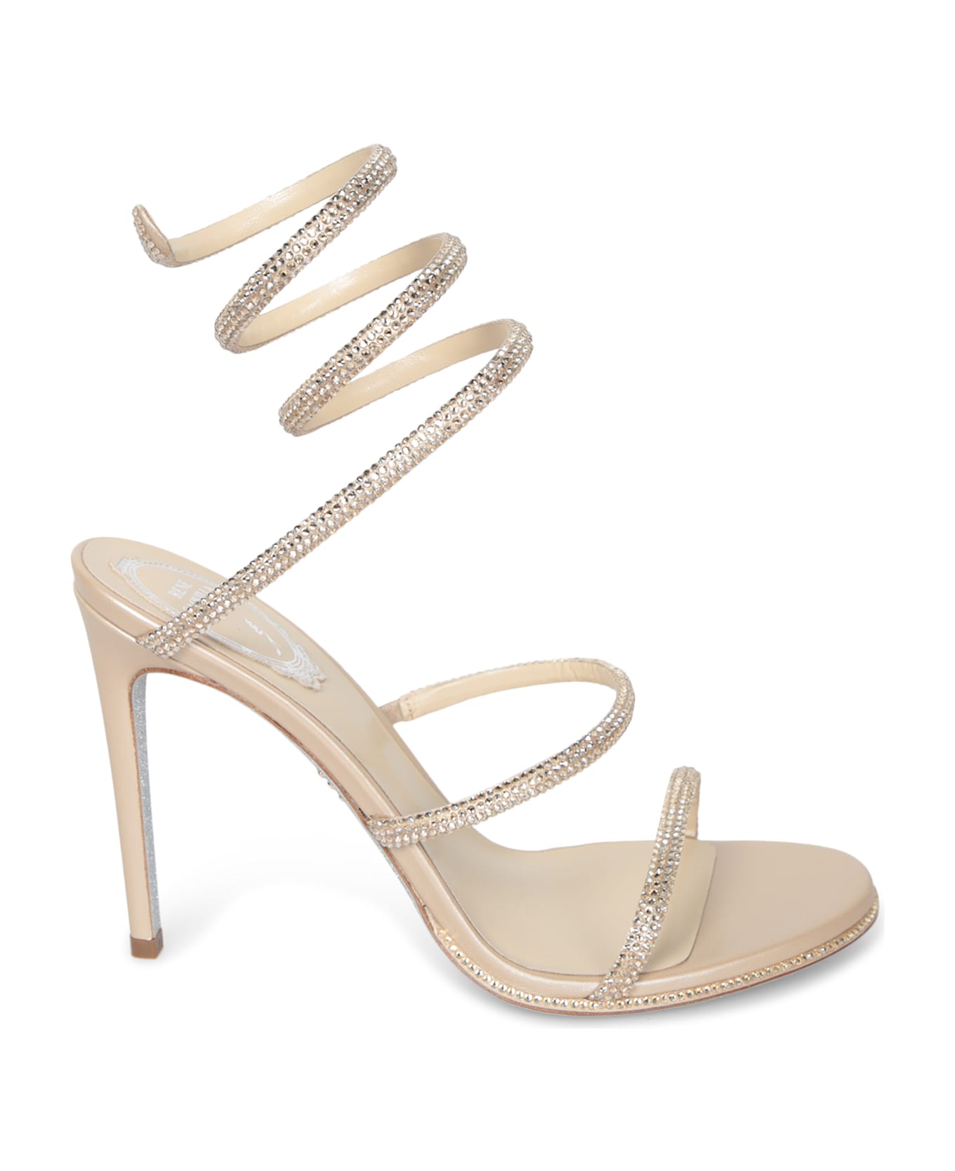 René Caovilla Cleo 105 Strass Sandals In Beige - Beige