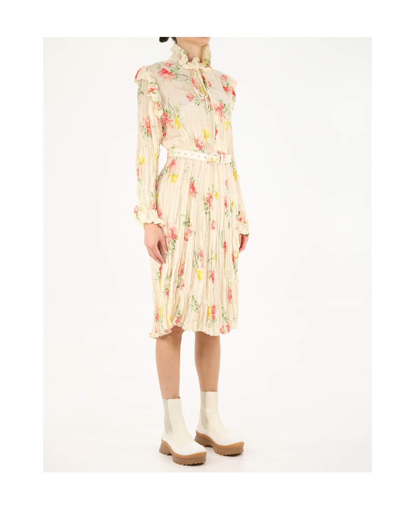 Balenciaga Off Shoulder Flower Dress - Multicolor
