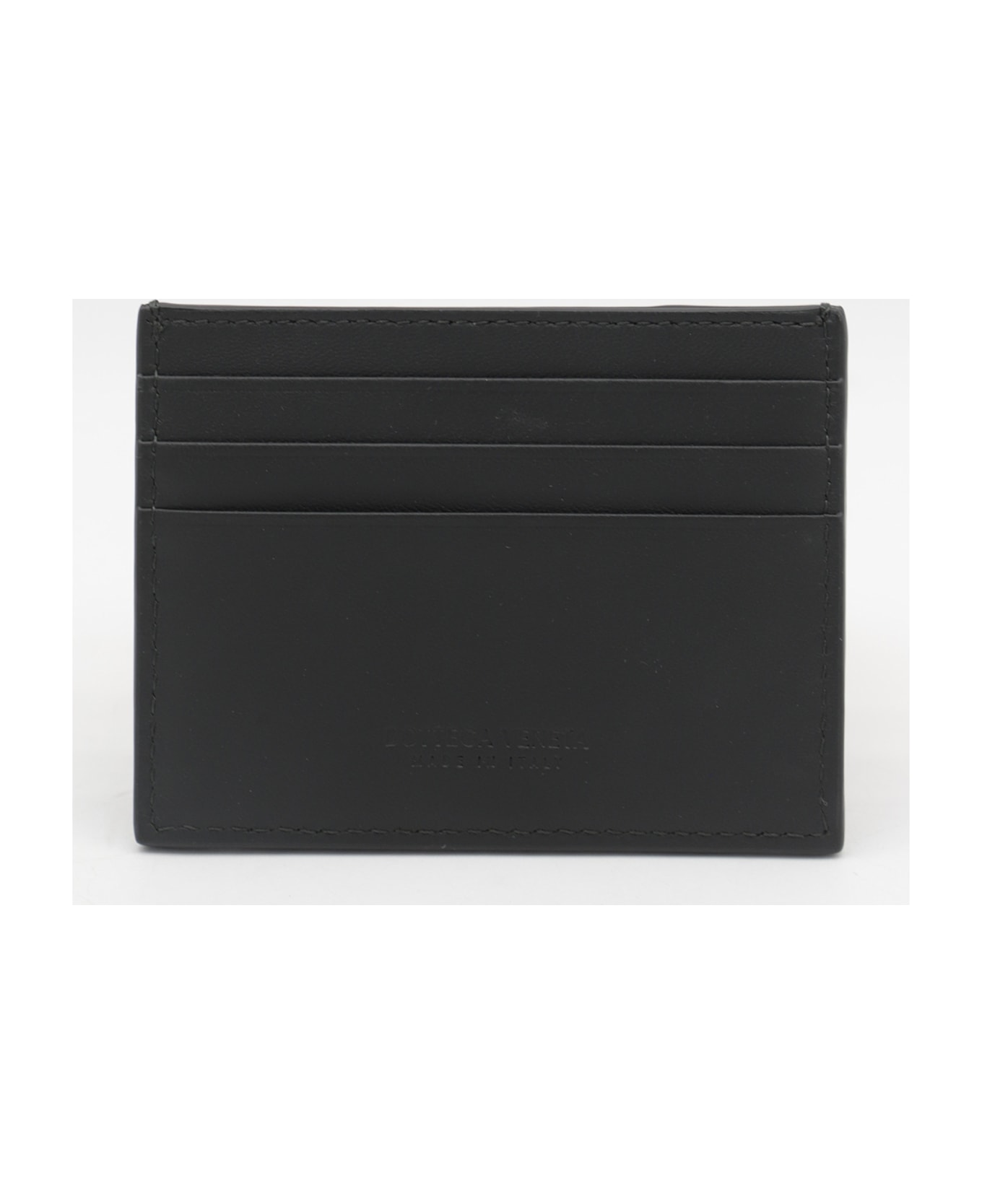 Bottega Veneta Dark Green Leather Card Holder - DARK GREEN/SILVER