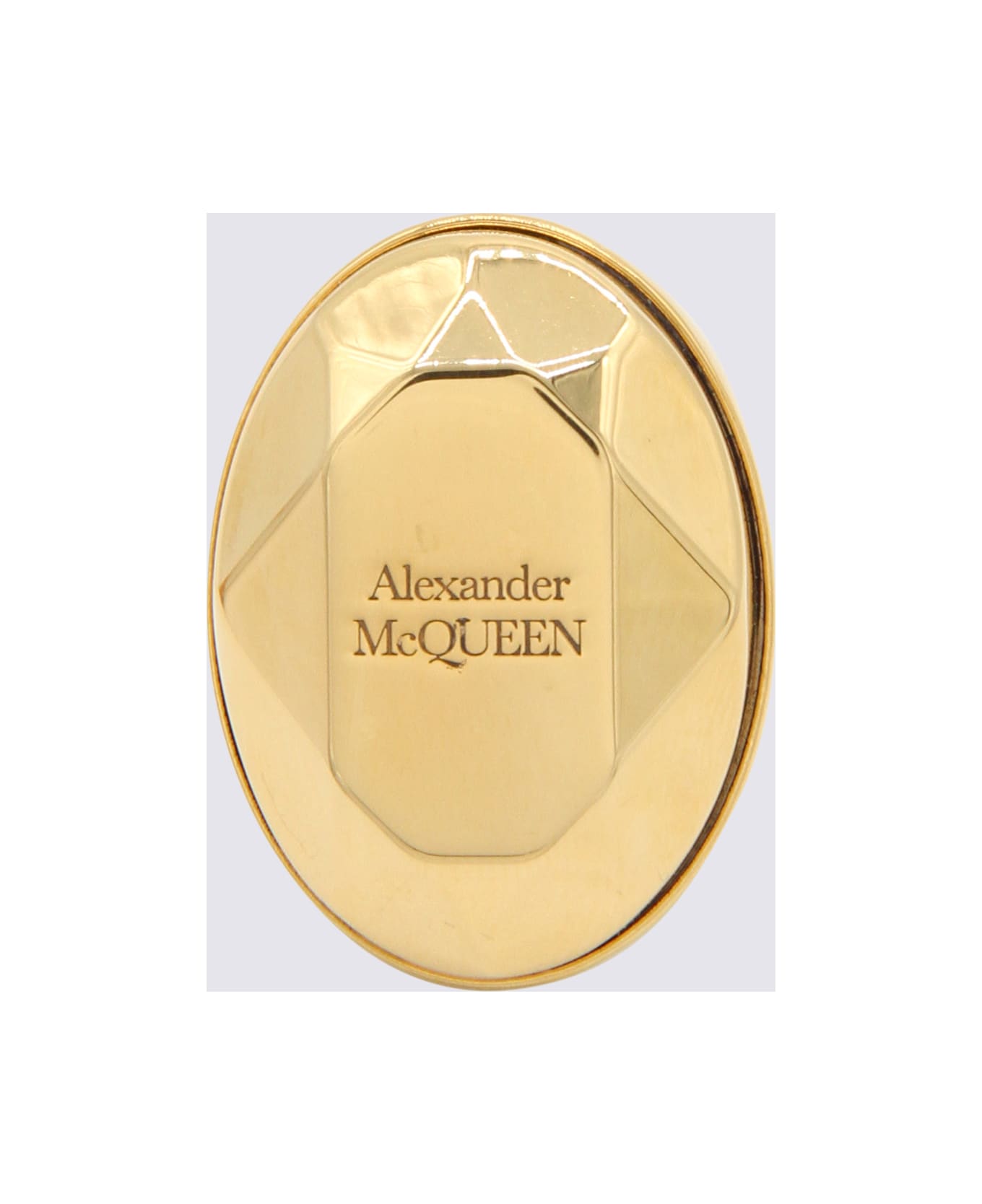 Alexander McQueen Antique Gold Metal The Faceted Stone Ring - Golden