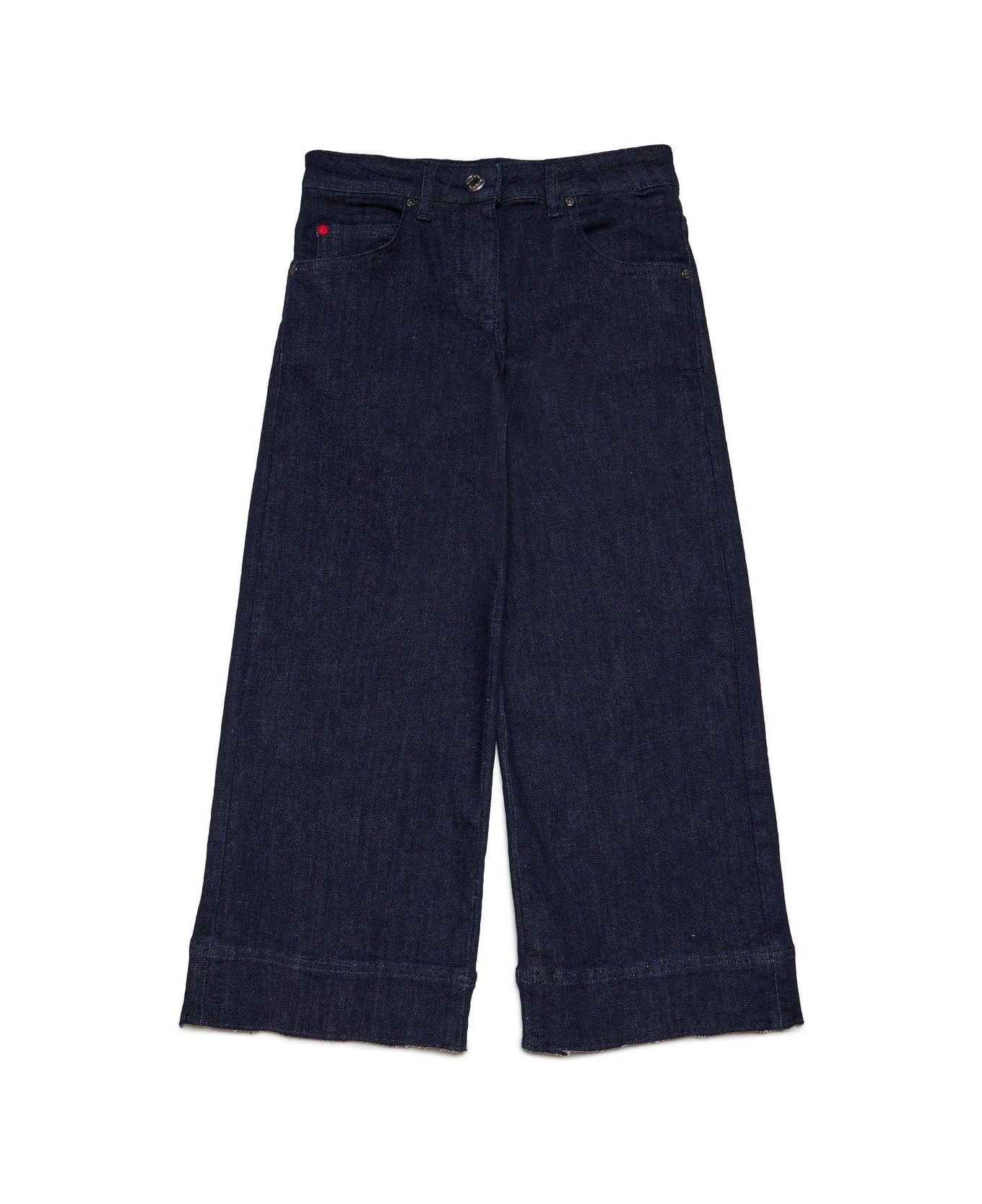 Max&Co. Cropped Wide-leg Raw-cut Hem Jeans - Blue