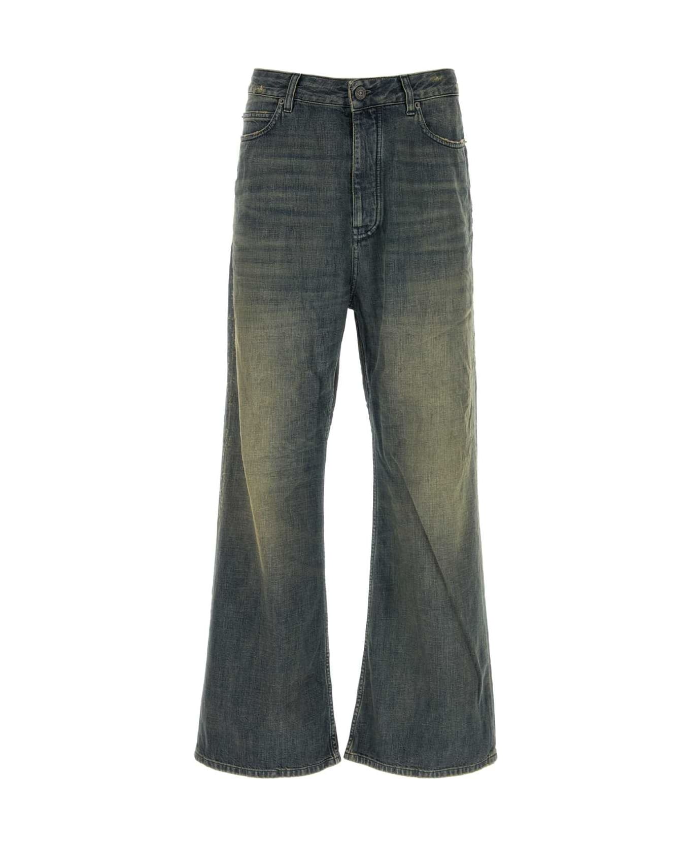 Balenciaga Denim Wide-leg Jeans - NAVY/GREEN/YELLOW