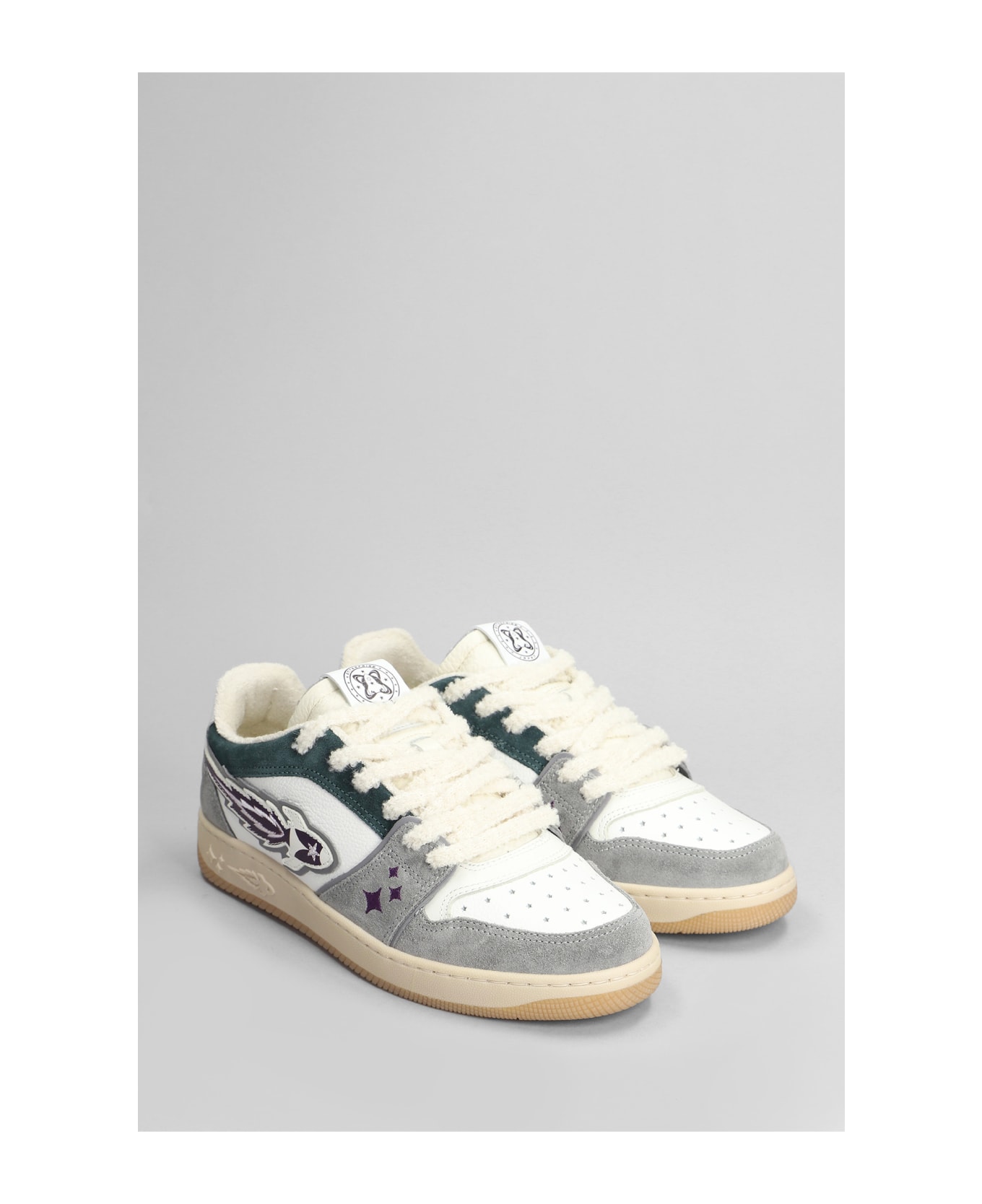 Enterprise Japan Egg Rocket Sneakers In Grey Suede And Leather - MultiColour