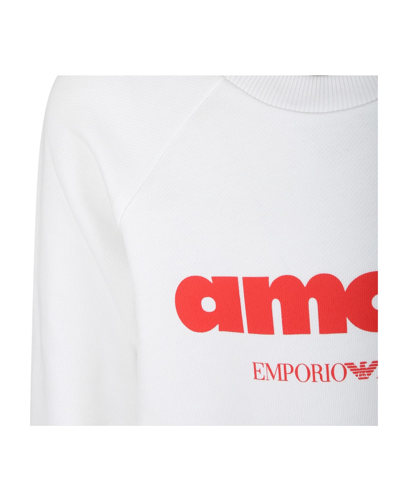 Emporio Armani Ivory Sweatshirt For Kids With Love Writing - Ivory