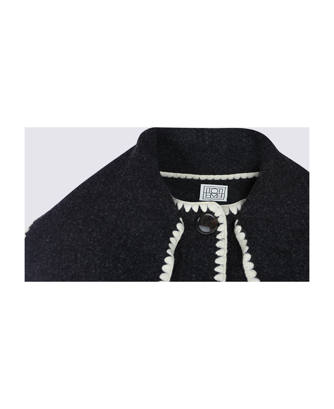 Totême Black Wool Coat - Dark Grey Melange