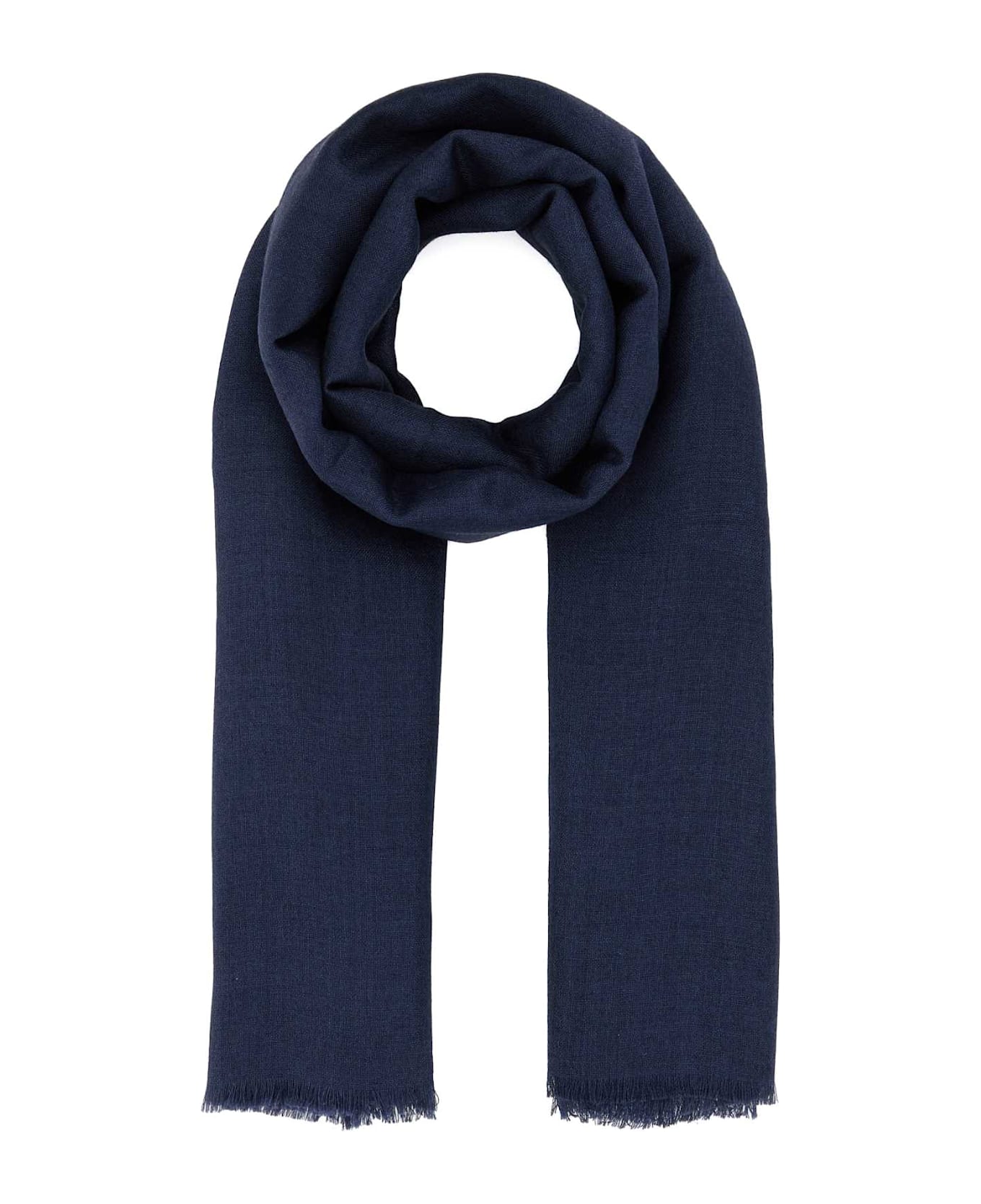 Weekend Max Mara Navy Blue Cashmere Blend Rauche Foulard - 009